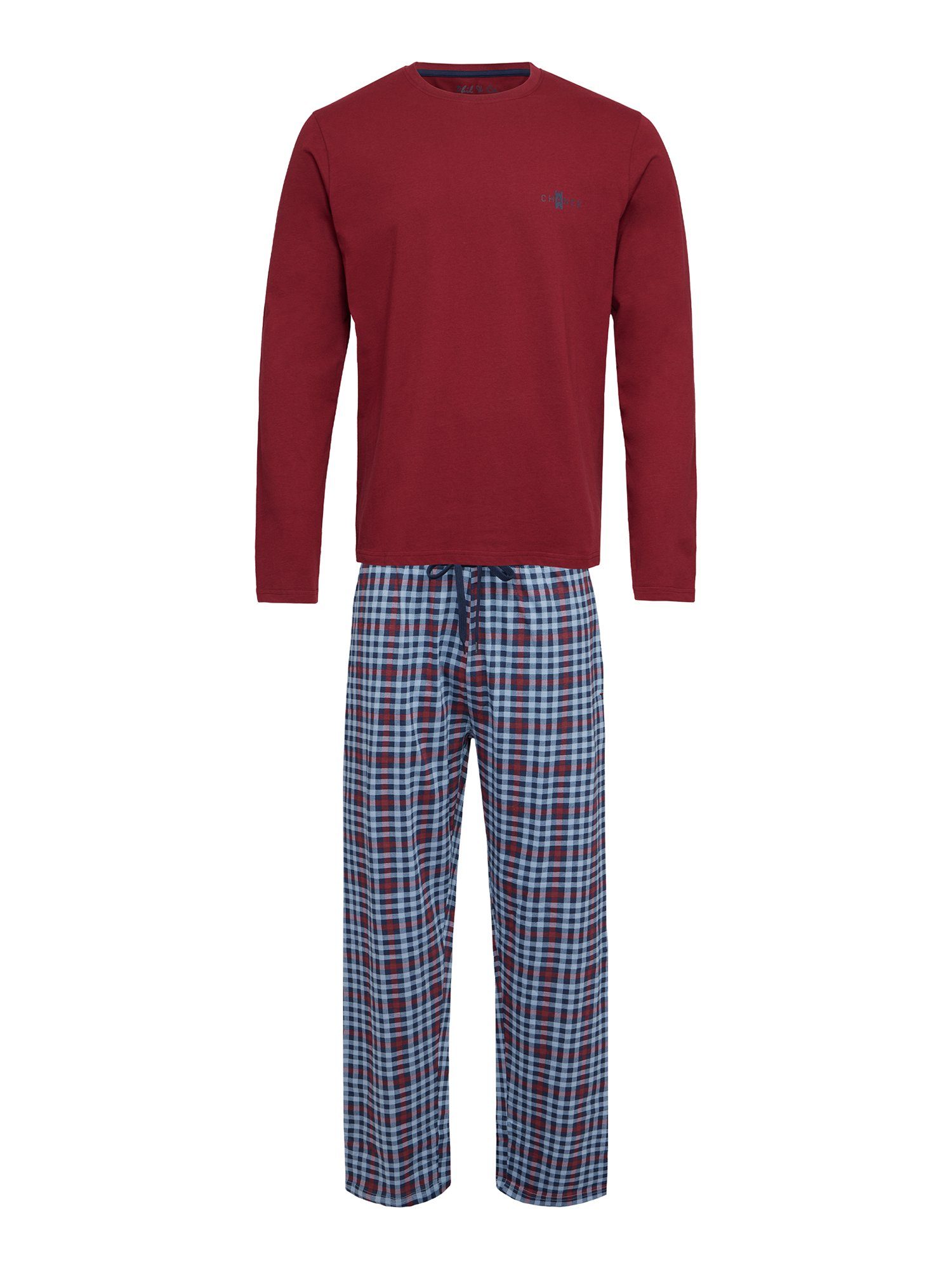 Phil & Co. Pyjama Special (2 tlg) schlafanzug schlafmode bequem weinrot-karo