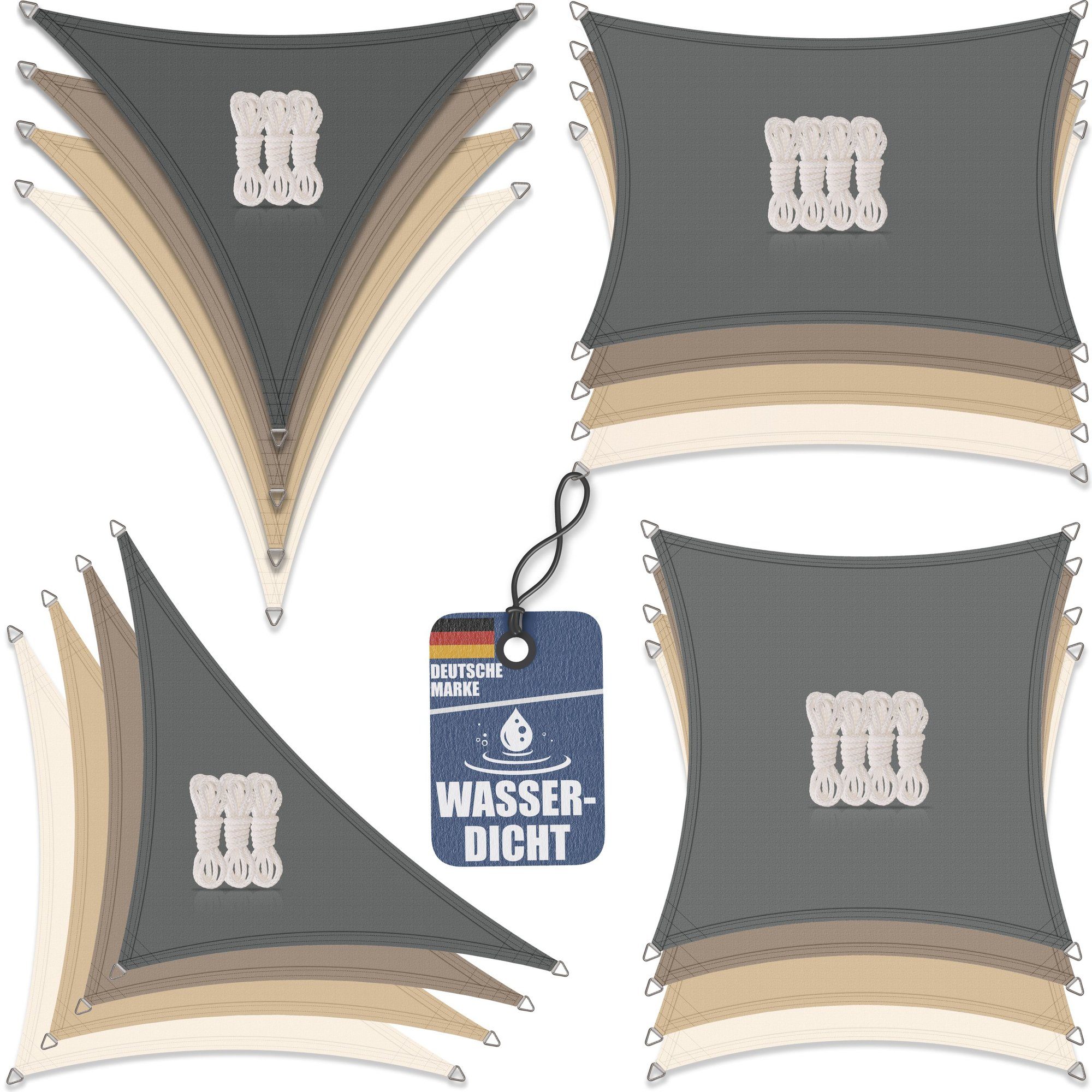 bonsport Sonnensegel Sonnensegel aus 100% Polyester, (Quadrat 2x2m Graphit) günstig online kaufen