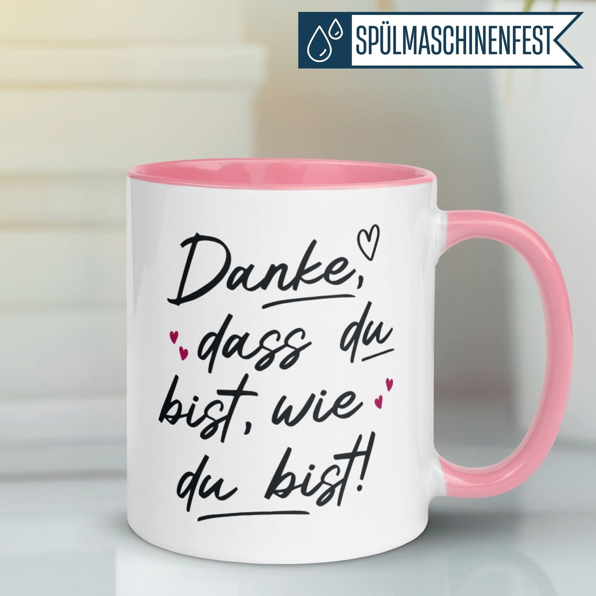 Momentals Tasse Kollegin – „Danke dass du bist wie du bist“ – Geschenk Arbeitskollegin, Gratis Versand · Links-&Rechtshänder · Spülmaschinenfest