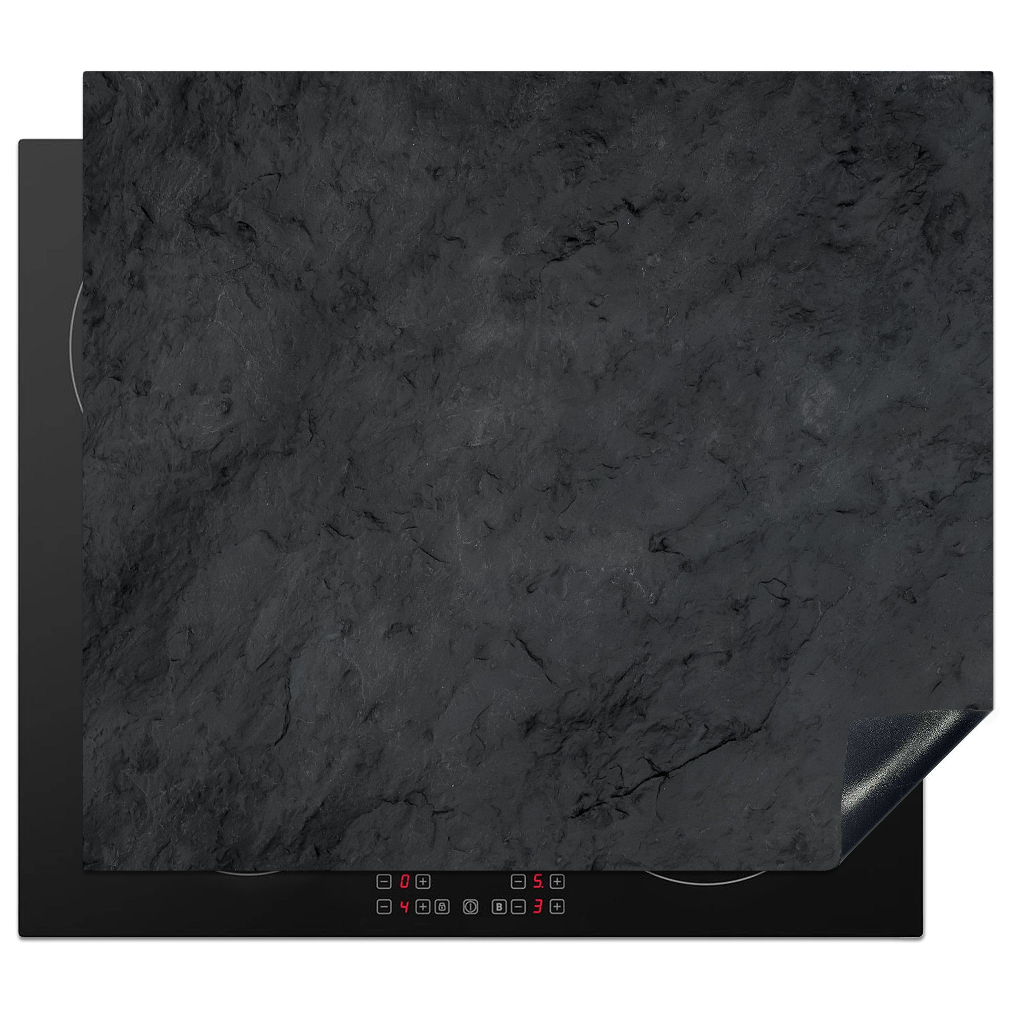 MuchoWow Herdblende-/Abdeckplatte Grau - Zement - Beton - Industriell - Strukturiert, Vinyl, (1 tlg), 58x51 cm, Küchen Dekoration für Induktionsherd, Induktionskochfeld