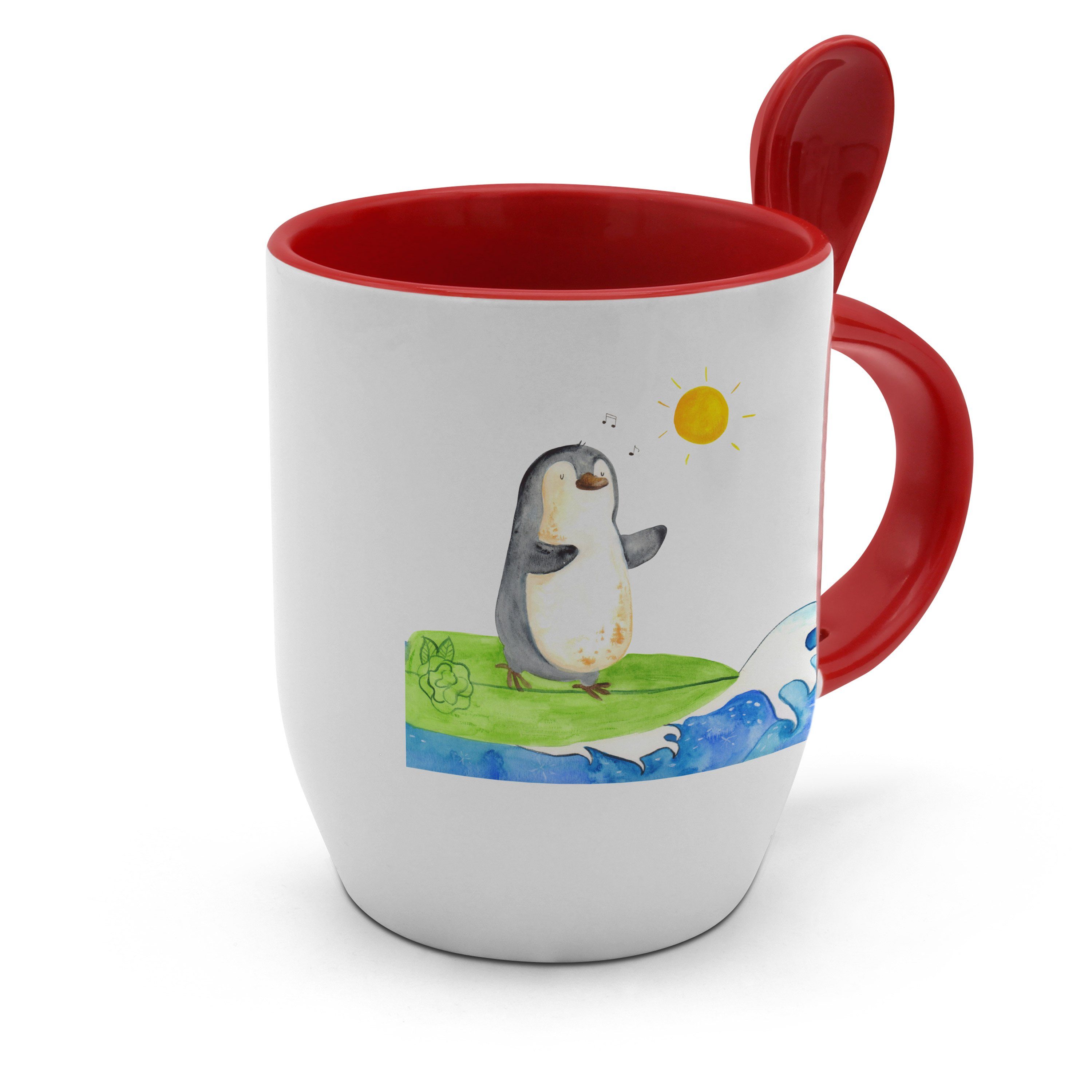 Mr. & Mrs. Panda Port, - reiten, Wellen Geschenk, Hawaii, Weiß Surfer Pinguin Wellen, - Tasse Keramik