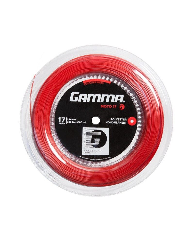 Gamma Tennissaite Moto (Haltbarkeit+Spin) 5 Jahre Limited Edition rot 100m Rolle, Saitendicke: 1.24