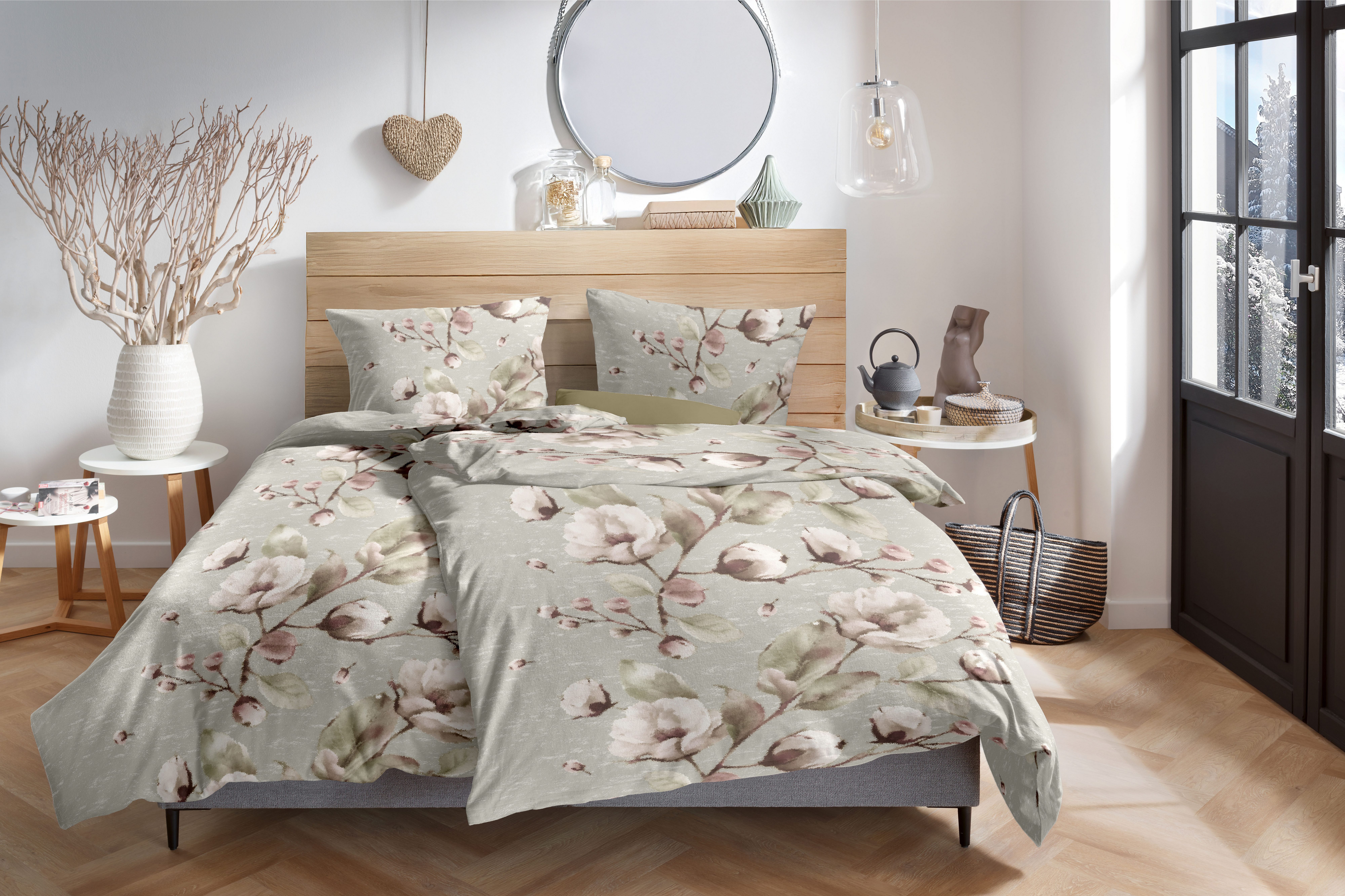 Primera Bettwäsche Winterrose, Biber, 2 teilig, 100 % Baumwolle Standard 100 nach Öko-Tex