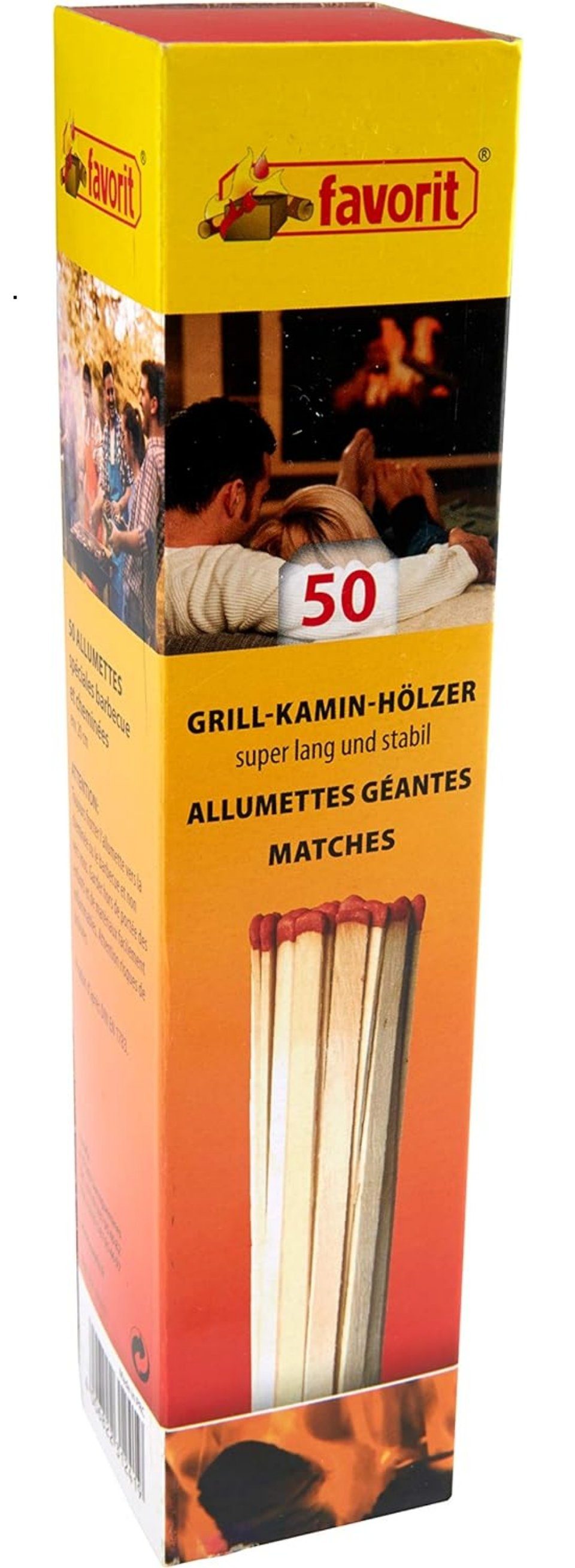 favorit Grillanzünder Streichhölzer 50 Stück extra lang Anzünder 1241, (1-St)
