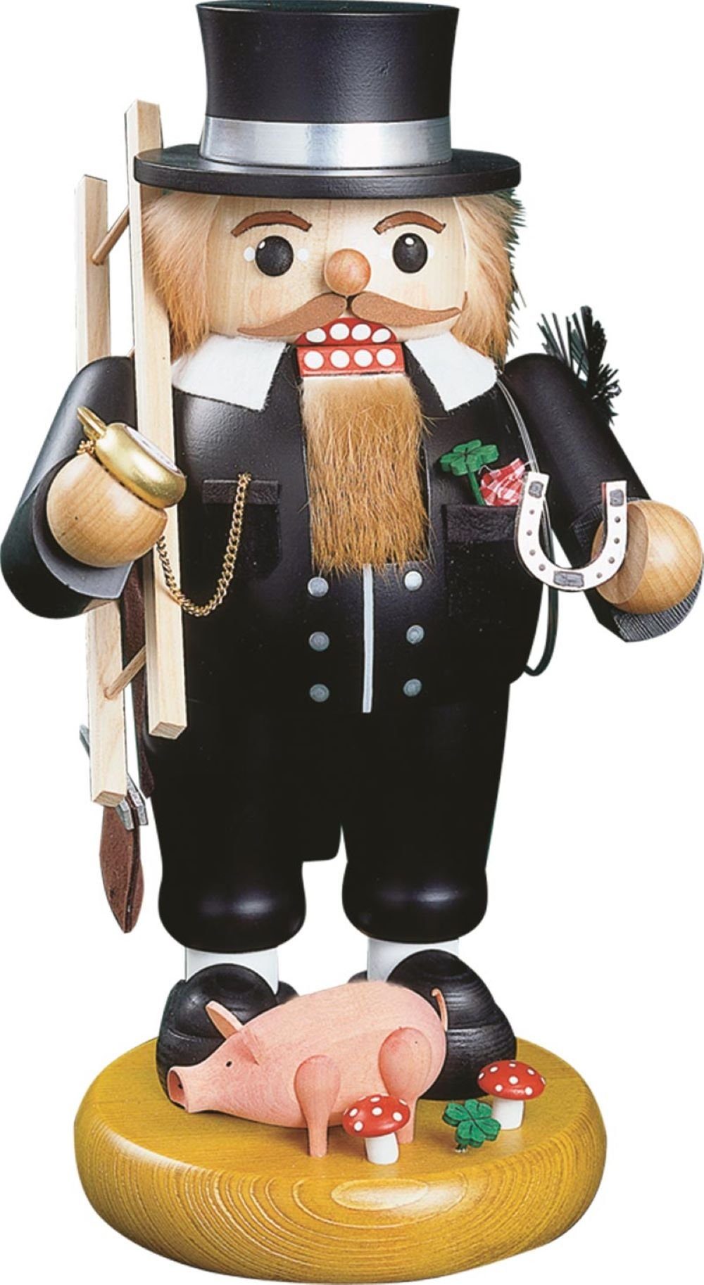 Richard Glaesser Nussknacker Essenkehrer/Schornsteinfeger/Kaminkehrer/Glücksbringer, Höhe 32cm, Handwerkskunst original Erzgebirge