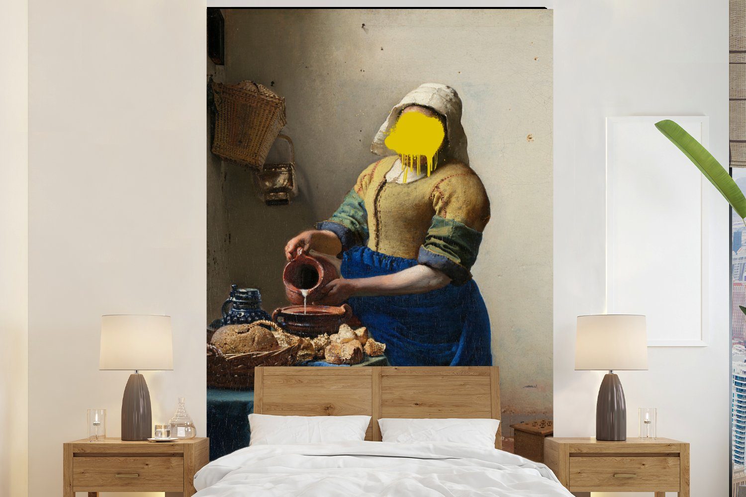 MuchoWow Fototapete Milchmädchen - Johannes Vermeer - Gemälde, Matt, bedruckt, (3 St), Montagefertig Vinyl Tapete für Wohnzimmer, Wandtapete