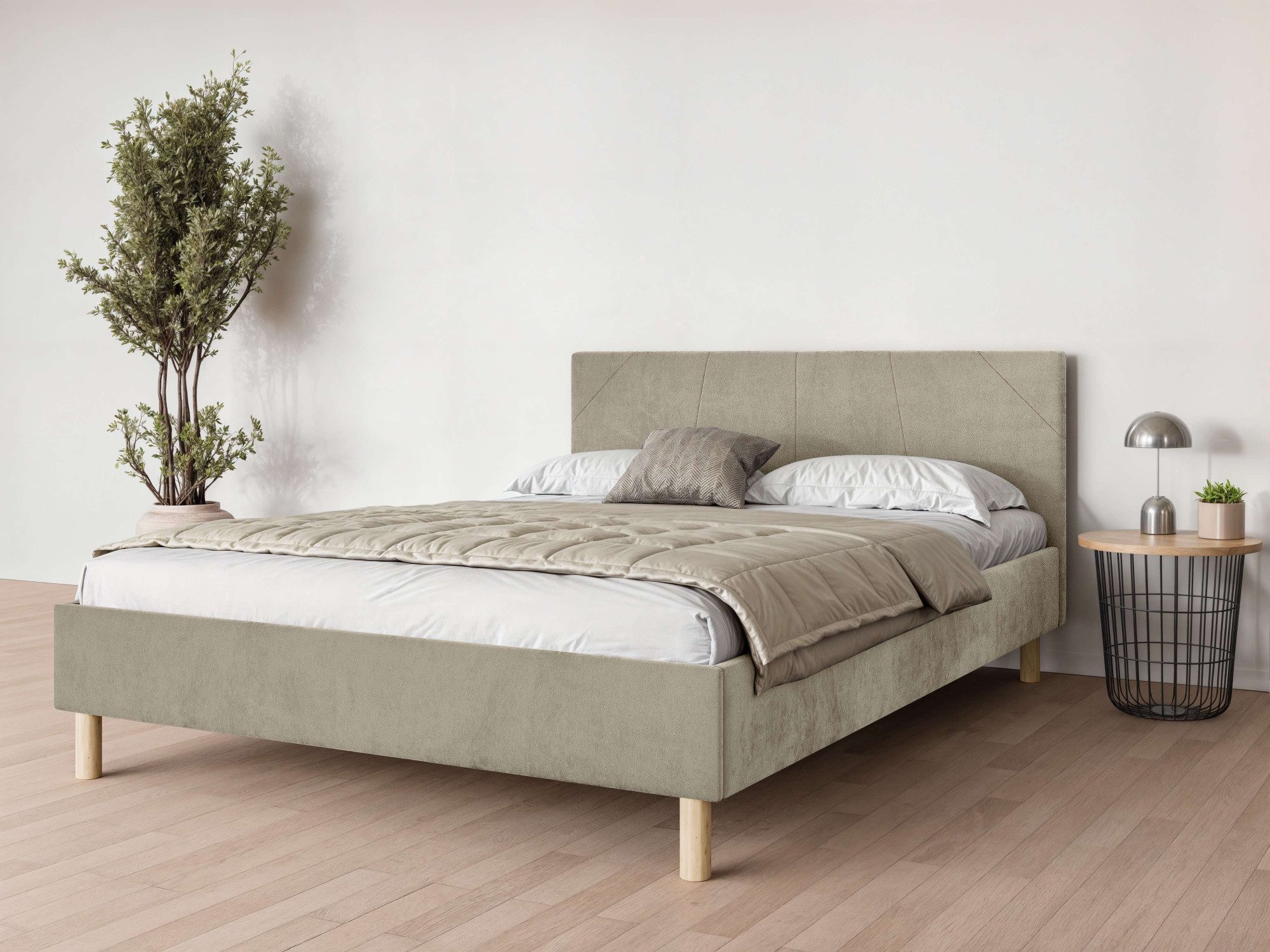 andas Polsterbett Albybyn, Bettgestell mit Kopfteil und Lattenrost, in 2 Br günstig online kaufen