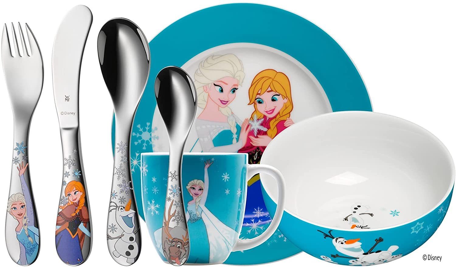 WMF Kindergeschirr-Set »WMF Disney Frozen Kindergeschirr mit Kinderbesteck,  7-teilig, Eiskönigin Elsa« (1-tlg) online kaufen | OTTO