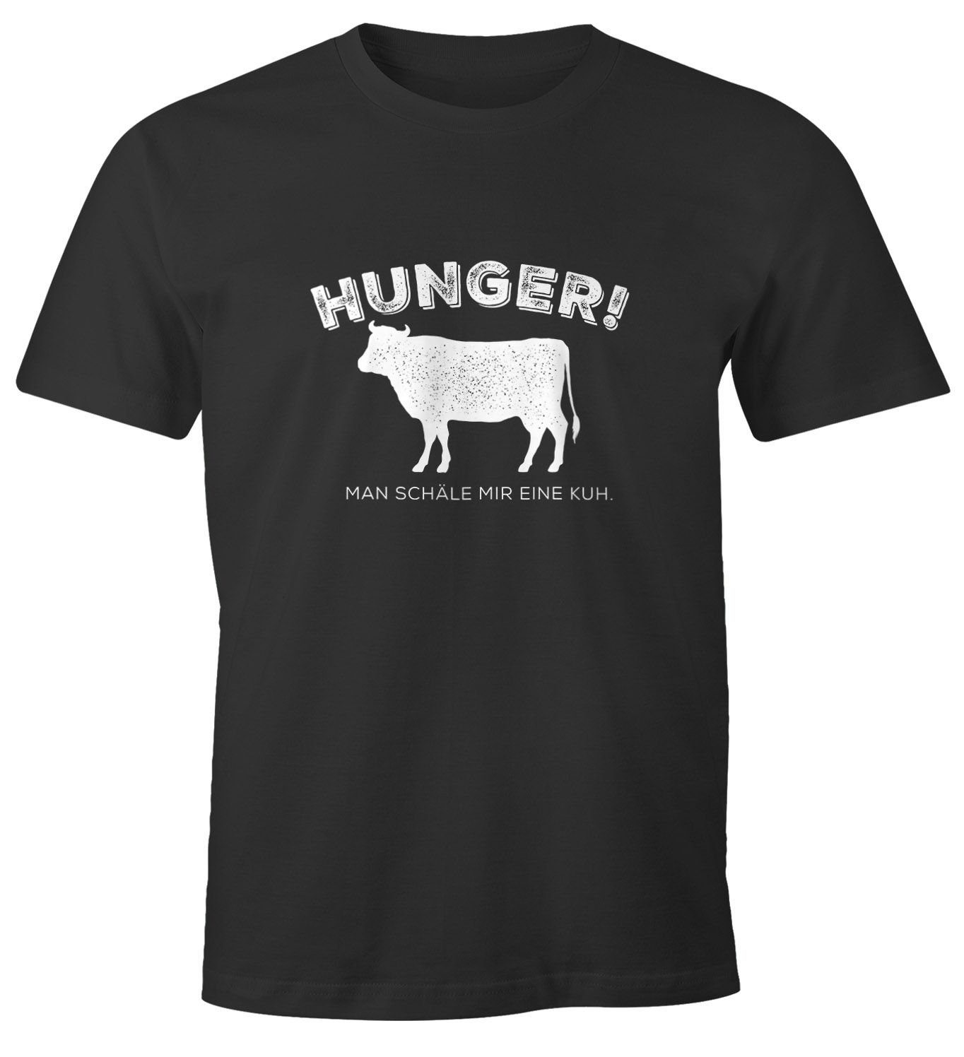 MoonWorks Print-Shirt Herren T-Shirt Hunger! Man schäle mir eine Kuh. lustiges Spruch Fun-Shirt Moonworks® mit Print