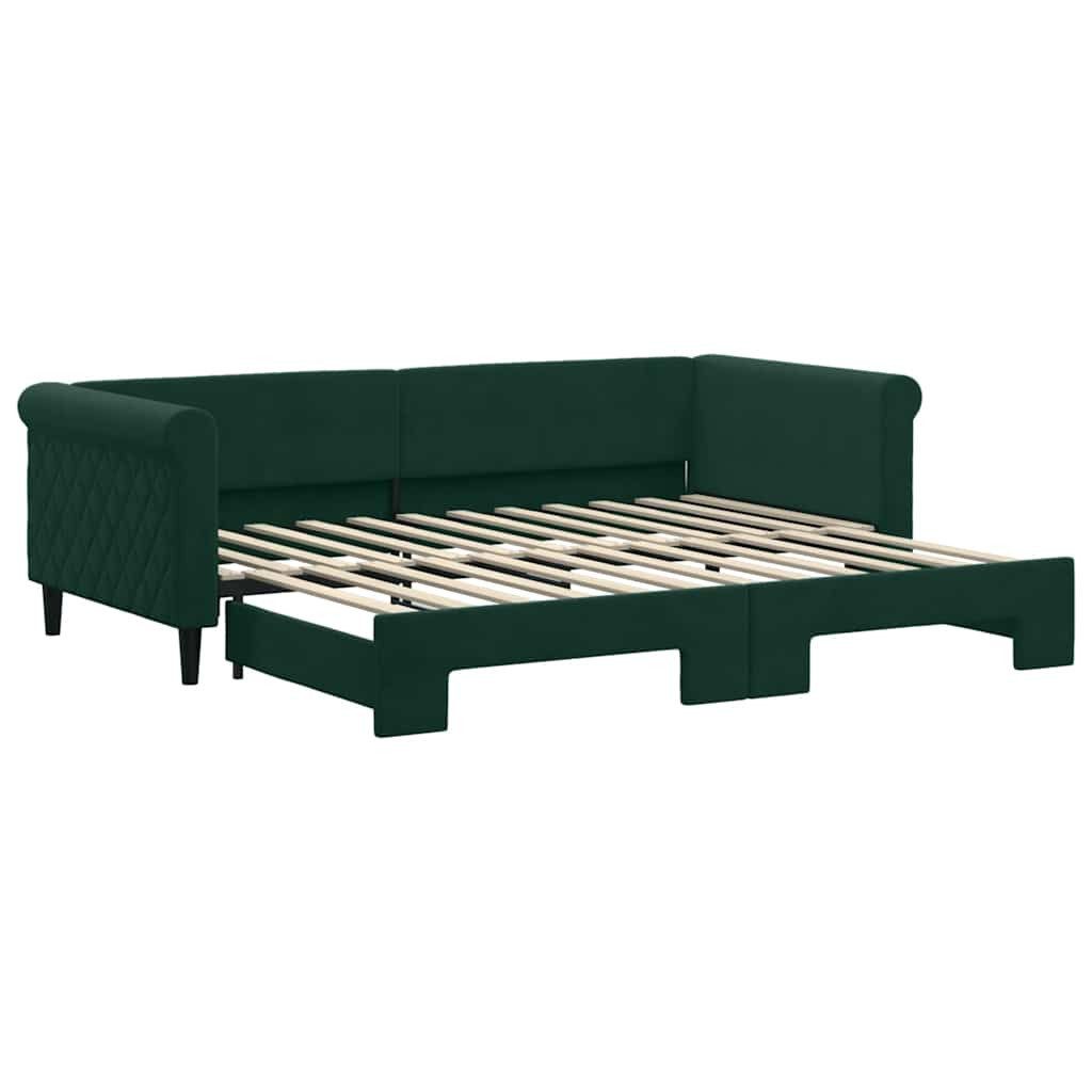 vidaXL Bett Tagesbett Ausziehbar Dunkelgrün 90x200 cm Samt