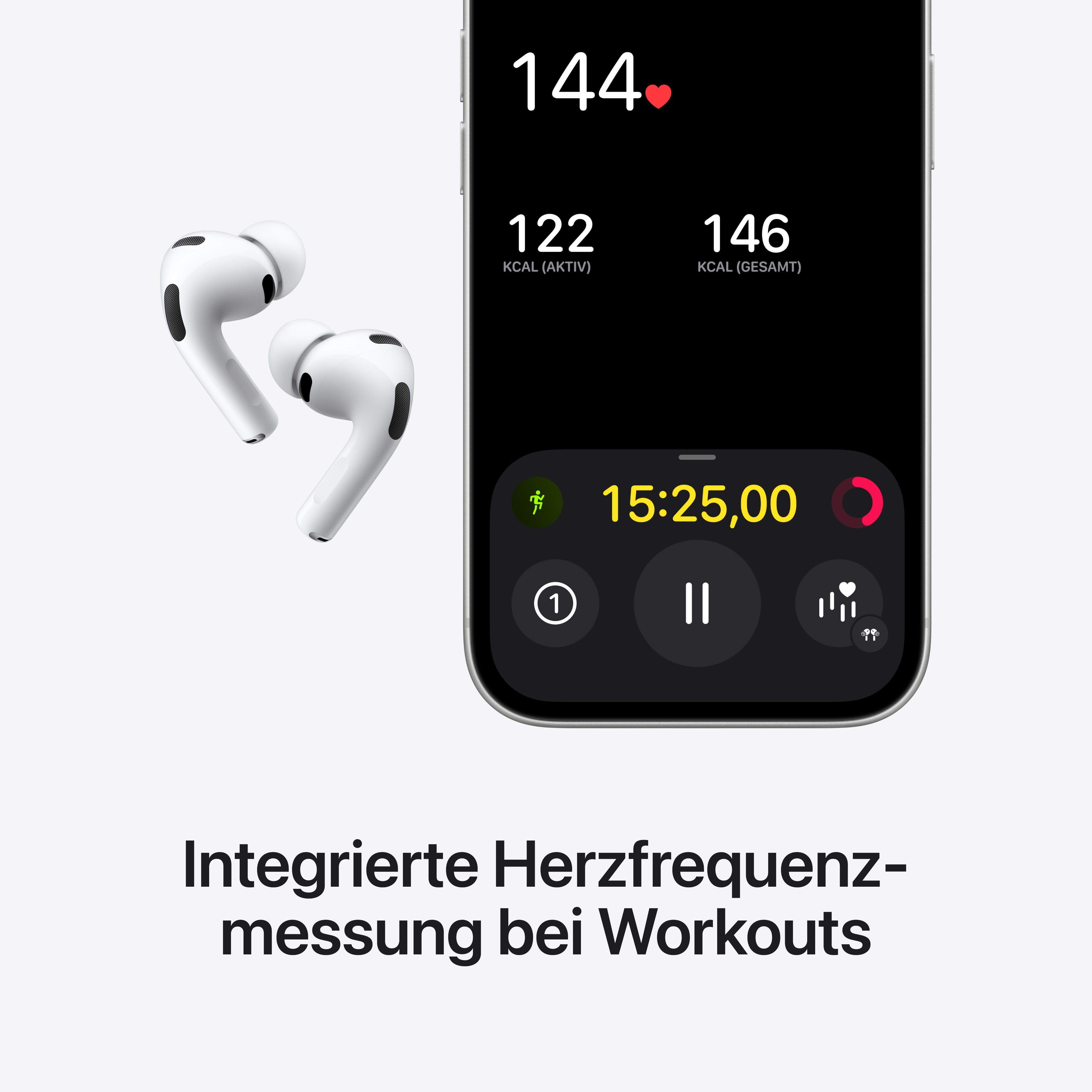 Apple AirPods Pro 3 wireless In-Ear-Kopfhörer (Active Noise Cancelling (ANC), Transparenzmodus, True Wireless, kompatibel mit Siri, Siri, Bluetooth) – Bild 4 von 5