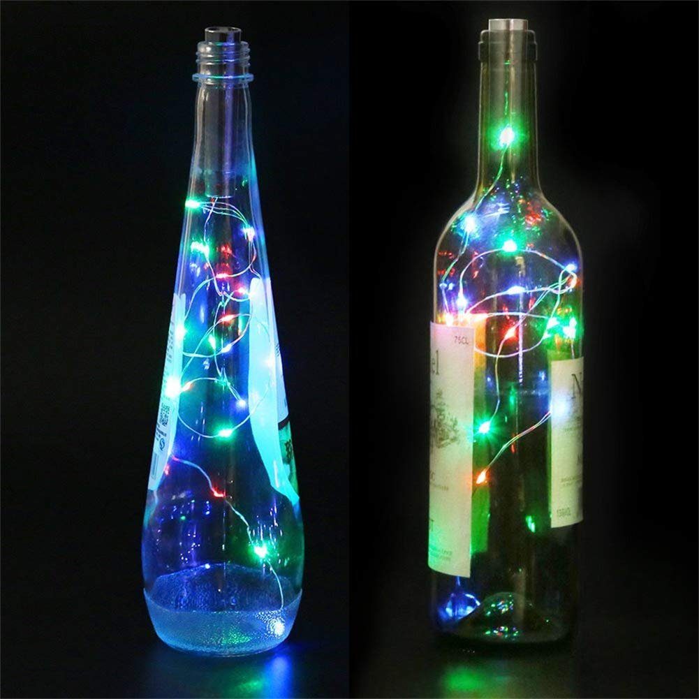 Wasserdicht Kork Mehrfarbig Flaschenlicht Weinflasche Lichterkette für Sunicol 15/20 LED LED-Lichterkette Stück, Deko,6