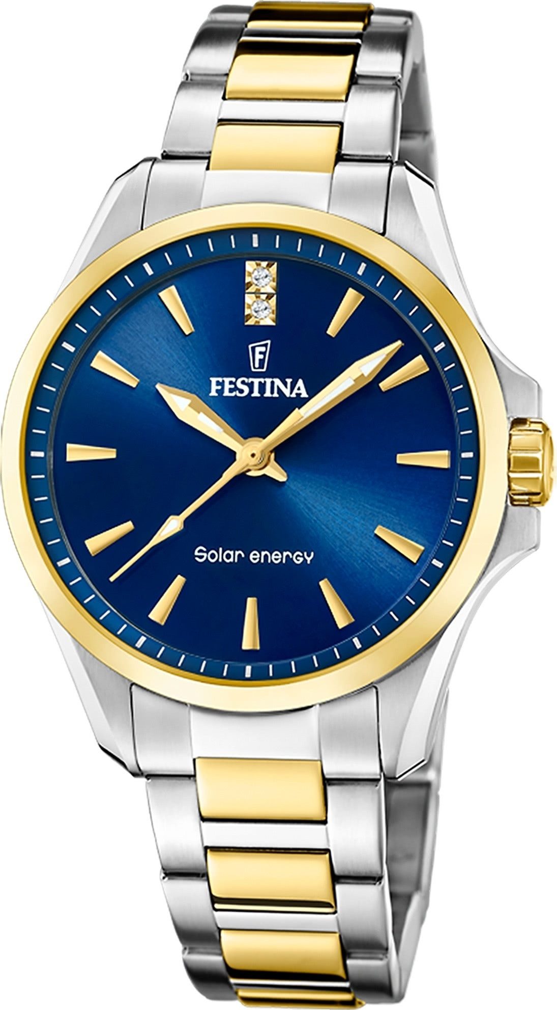 Solaruhr Festina Damenuhr Edelstahl silber gold