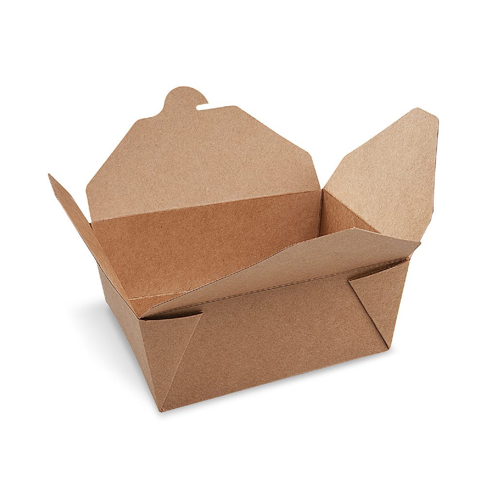 SWS Lunchbox Braune Faltboxen Asiaboxen 1300ml Foodboxen Pommesboxen 50 Stk., PAP/PE