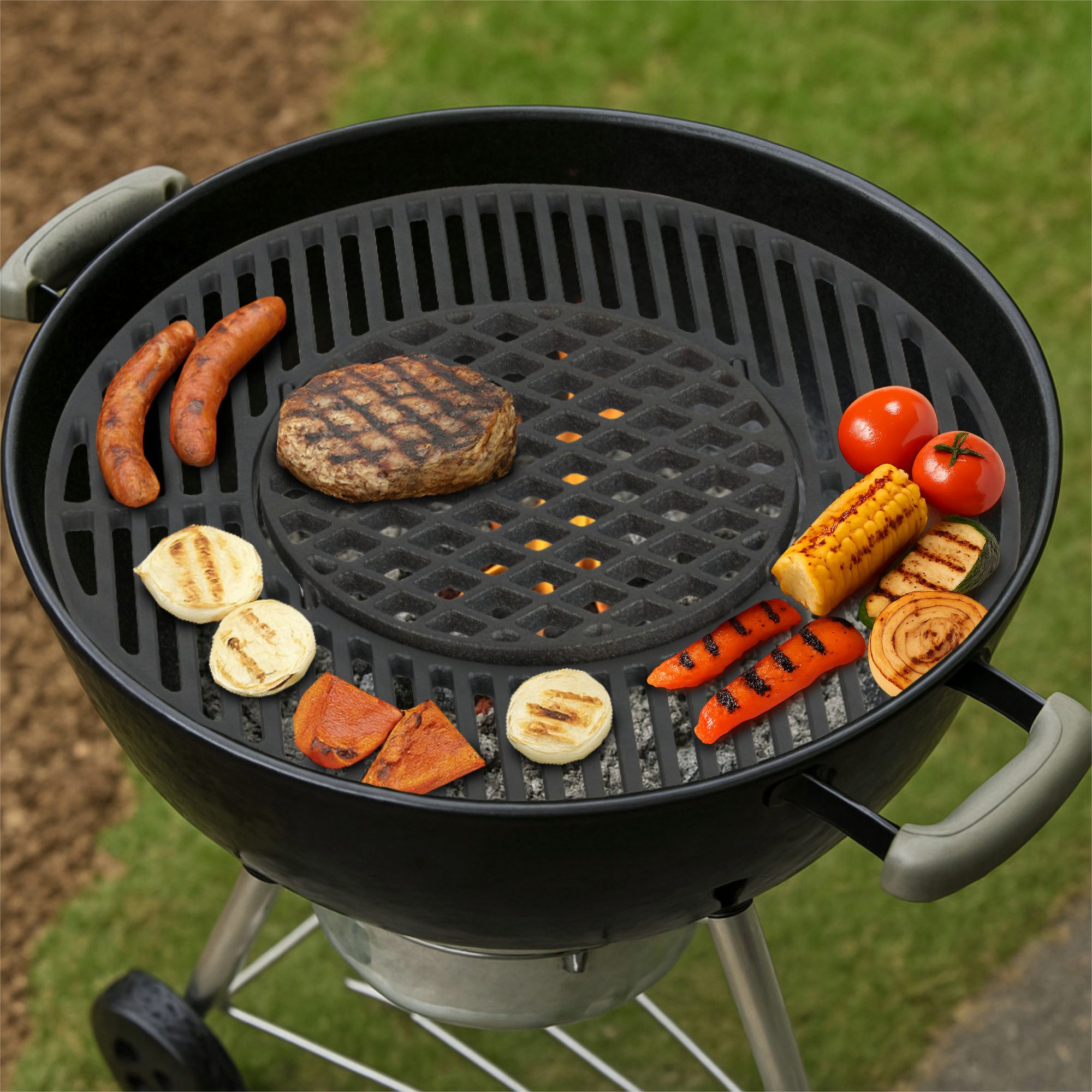 BBQ-Toro Grillrost Gusseisen Grillrost System Ø 54,5 cm, preseasoned, Sear Grate, Kann direkt genutzt werden