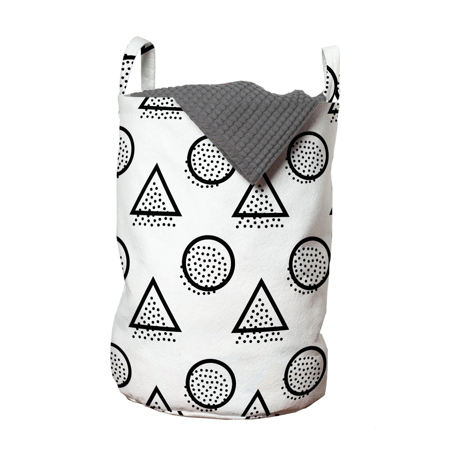 Abakuhaus Wäschesäckchen Wäschekorb mit Griffen Kordelzugverschluss für Waschsalons, Abstrakt Modernes Dreieck und Runde