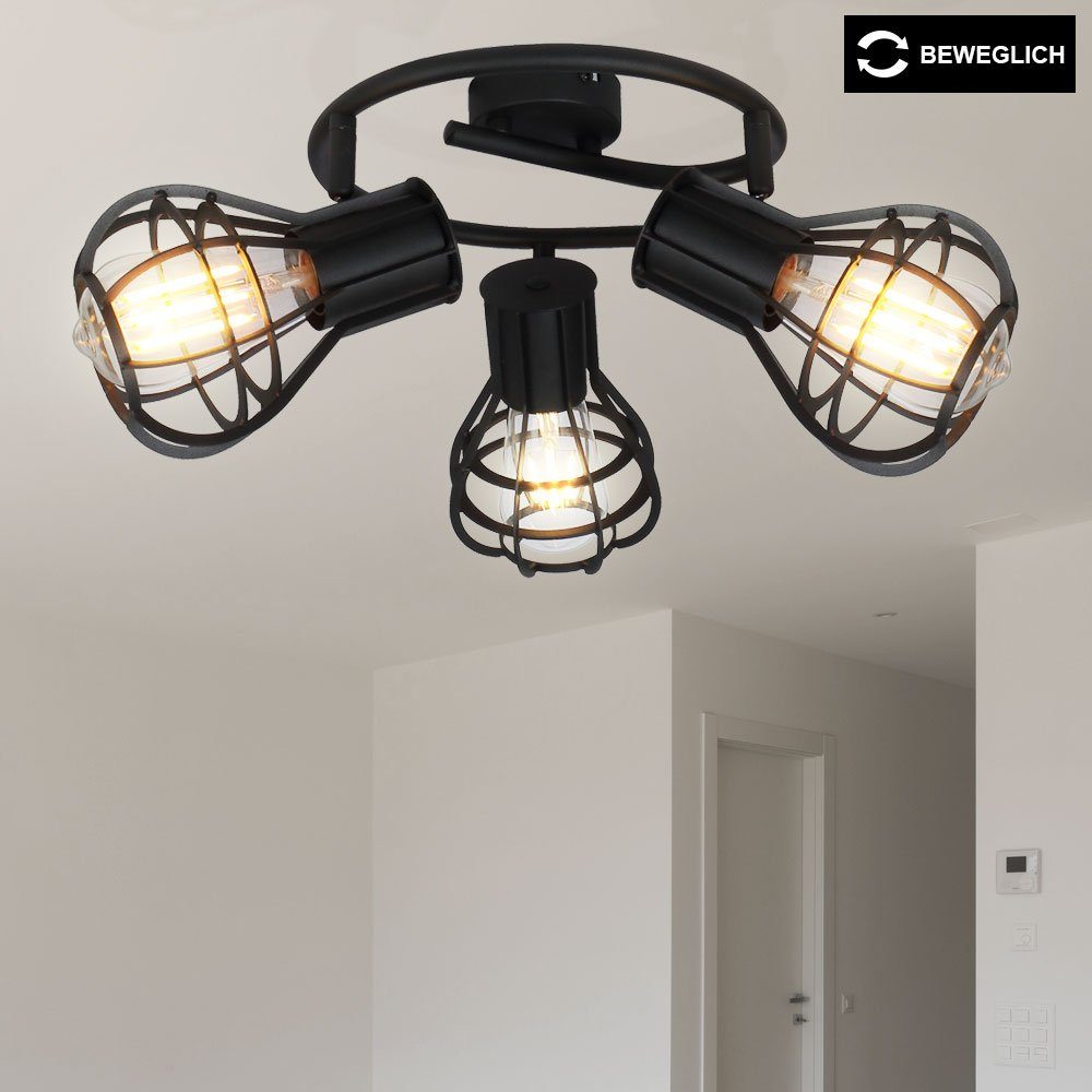 Zimmer Lampe Leuchte LED Decken etc-shop Strahler Wohn Käfig Deckenleuchte, Rondell Spot Filament