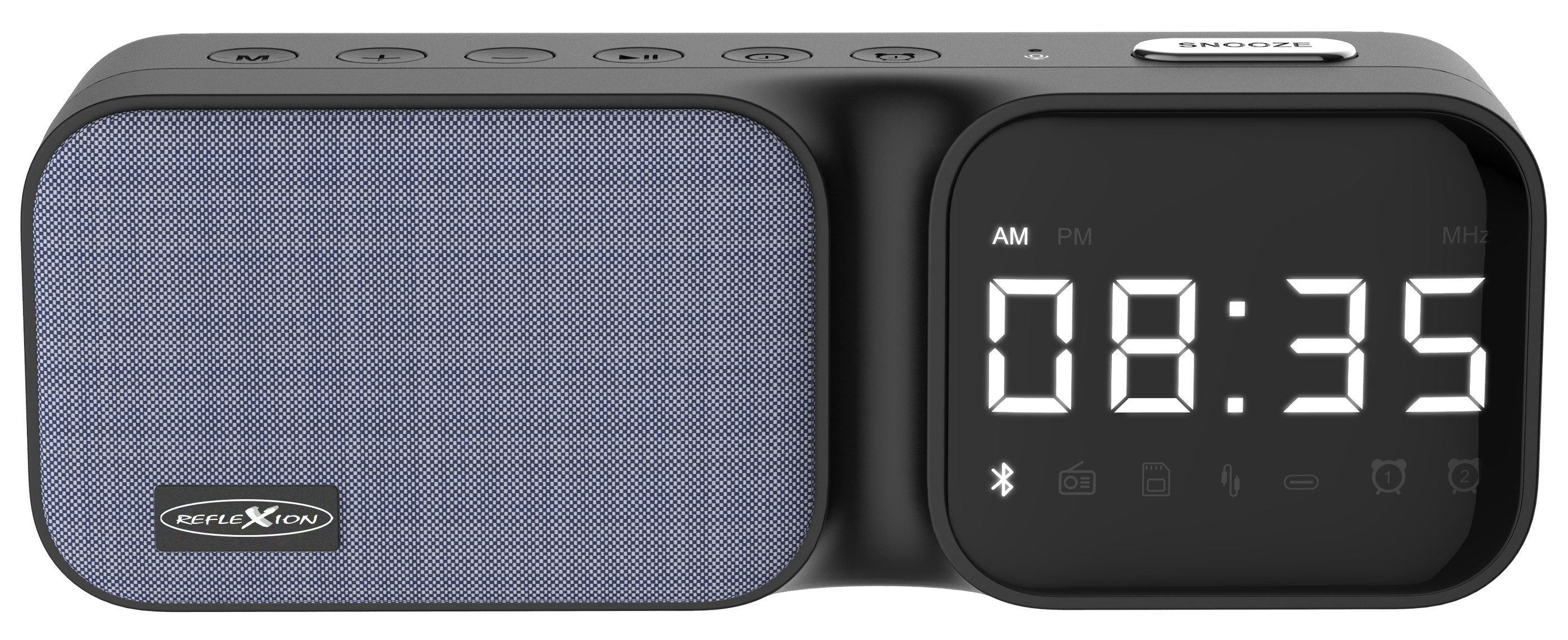 Reflexion CLR24BT Wecker Uhrenradio (Bluetooth, Radio, Micro-SD, AUX-IN, Schlummer-Funktion)