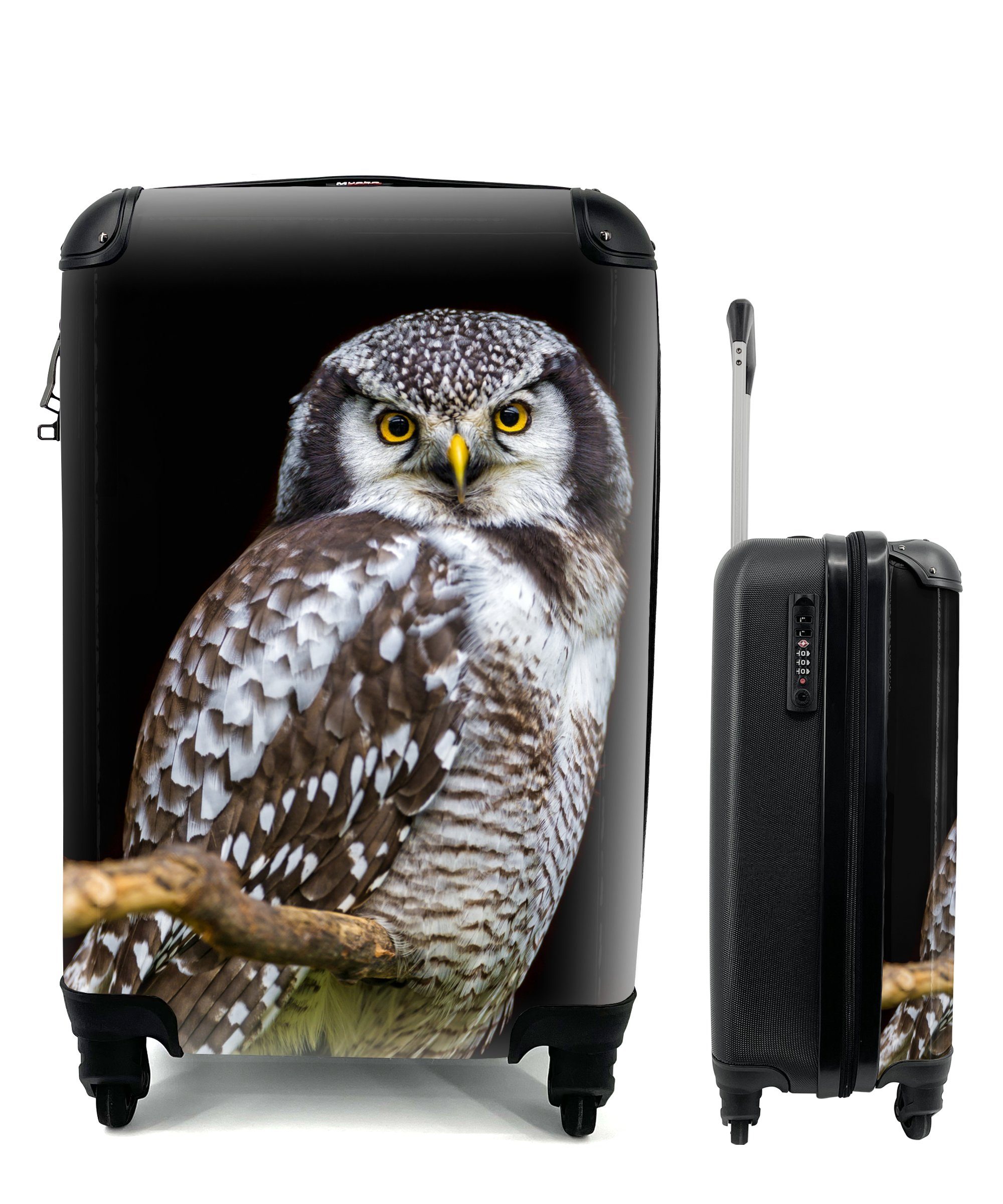 MuchoWow Handgepäckkoffer Tierporträt eines Sperbers, 4 Rollen, Reisetasche mit rollen, Handgepäck für Ferien, Trolley, Reisekoffer