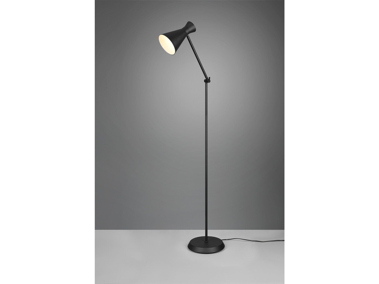 Reality Leuchten LED Stehlampe, Dimmfunktion, LED wechselbar, Warmweiß, Leselampe Ecke dimmbar, Designklassiker Industrial, Schwarz H: 150cm