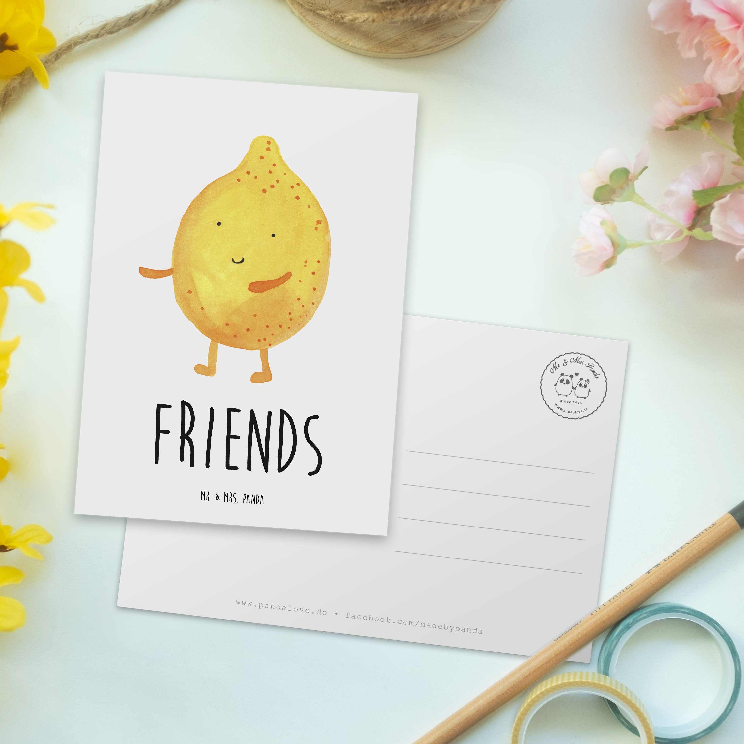 BestFriends-Lemon - Weiß Mrs. Mr. Postkarte fehl Einladungskarte, & Einladung, Geschenk, - Panda