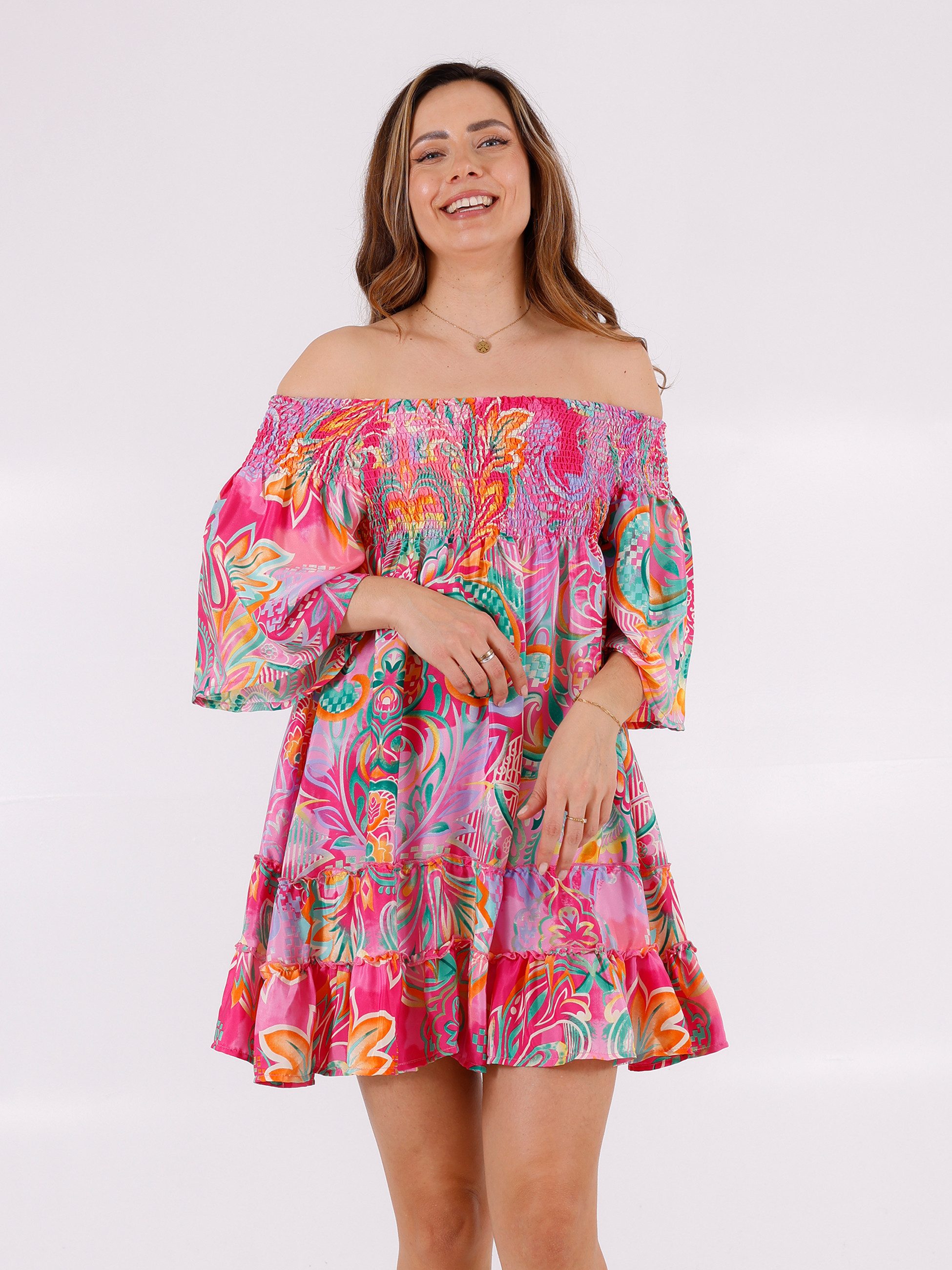 YC Fashion & Style Minikleid Off-Shoulder Kleid – Boho-Flair One Size (34-3 günstig online kaufen