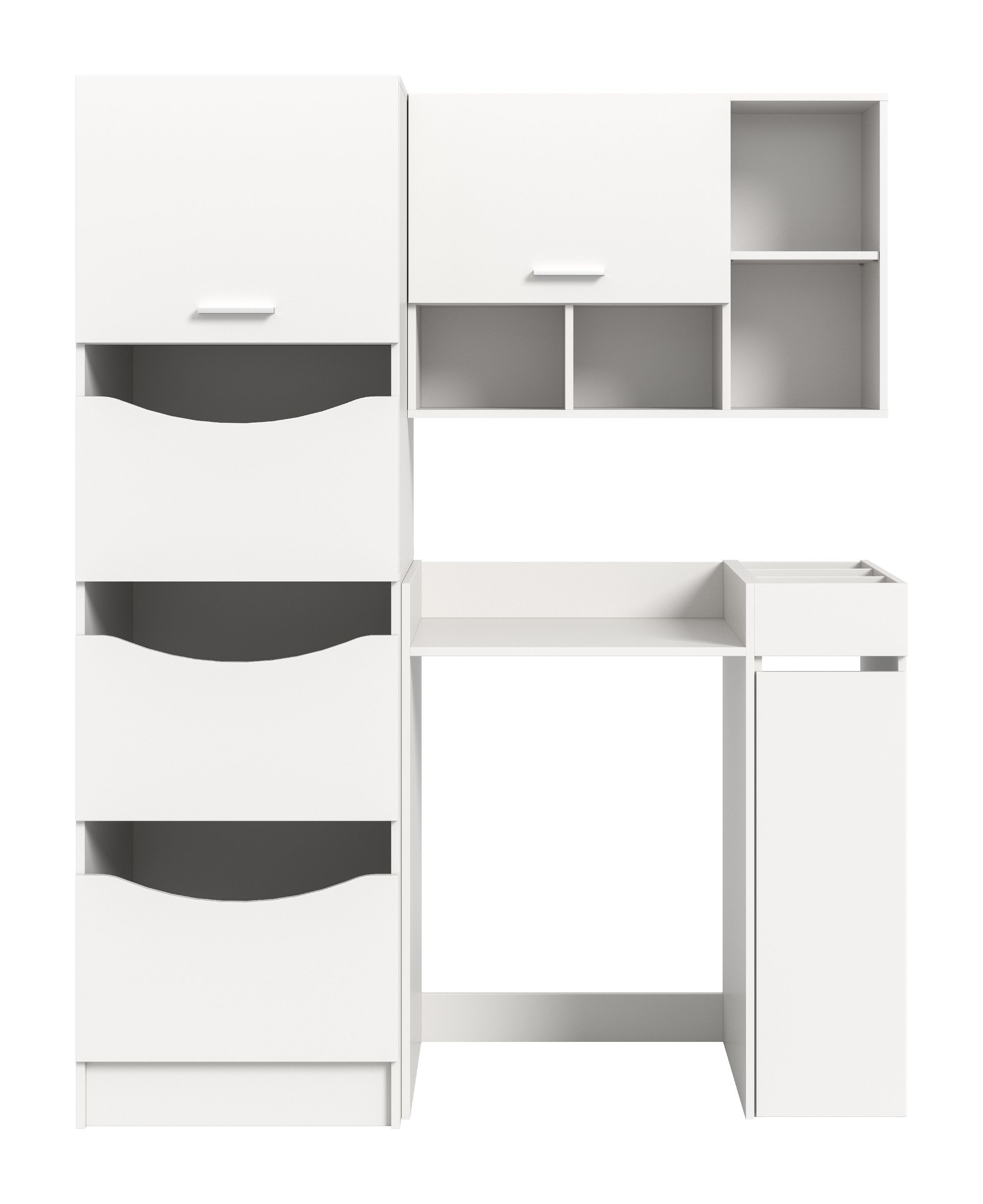 xonox.home Aufsatzschrank Free (4tlg. Set inkl. Hänge-, Wäscheschrank, Waschmaschinenumbau, Regal) weiß Nachbildung Melamin beschichtet modern 126x195x68 cm