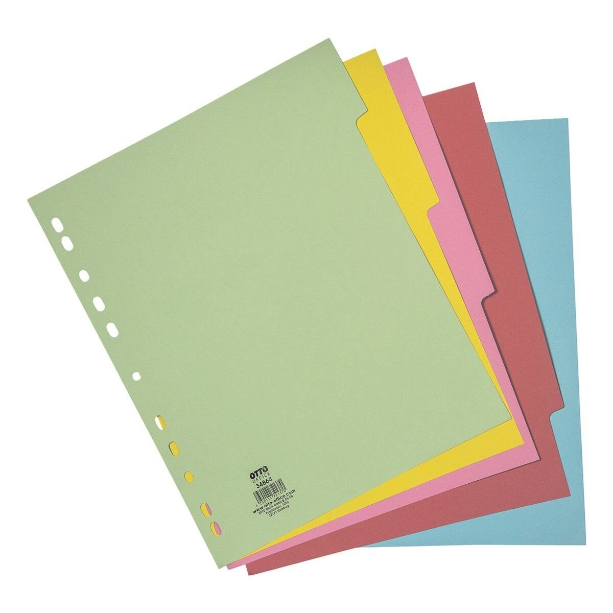 Otto Office Nature Aktenordner, Register 5-tlg., blanko pastellfarben, DIN A4 überbreit, Karton