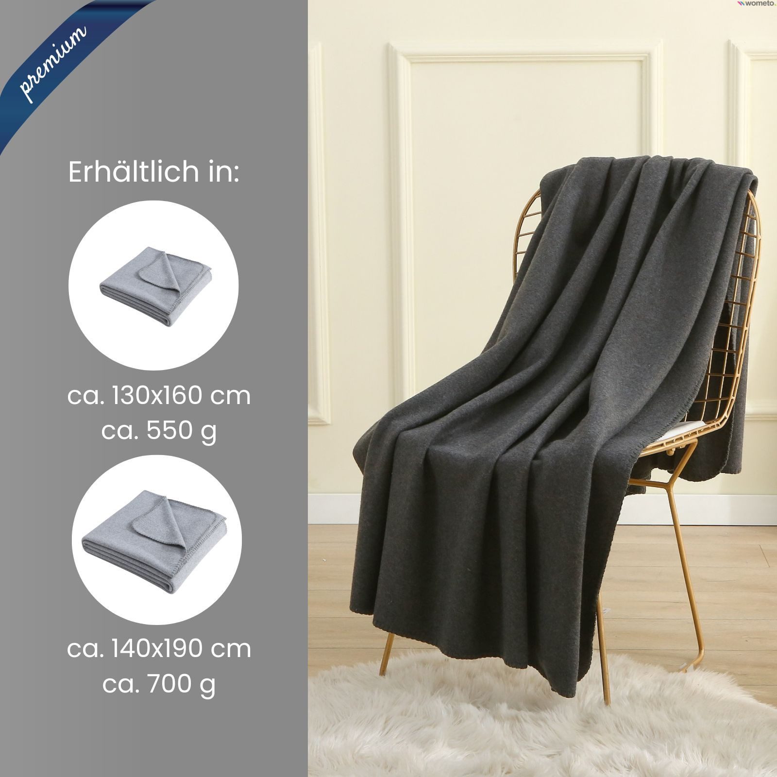 Wohndecke Premium-Fleecedecke in 2 Größe, extra dick, wometo, OEKO-TEX®, ex günstig online kaufen
