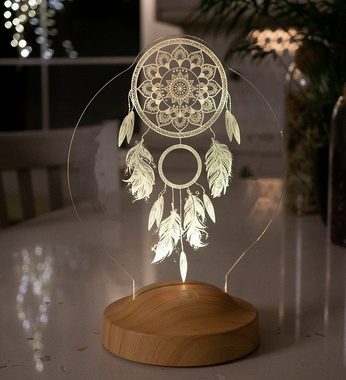 Geschenkelampe LED Nachttischlampe Traumfänger Dreamcatcher 3D UV Druck Nachtlicht, Leuchte 7 Farben fest integriert, Geburtstagsgeschenk für Freunde, Mädchen, Jungen, Partner, Mama, Oma