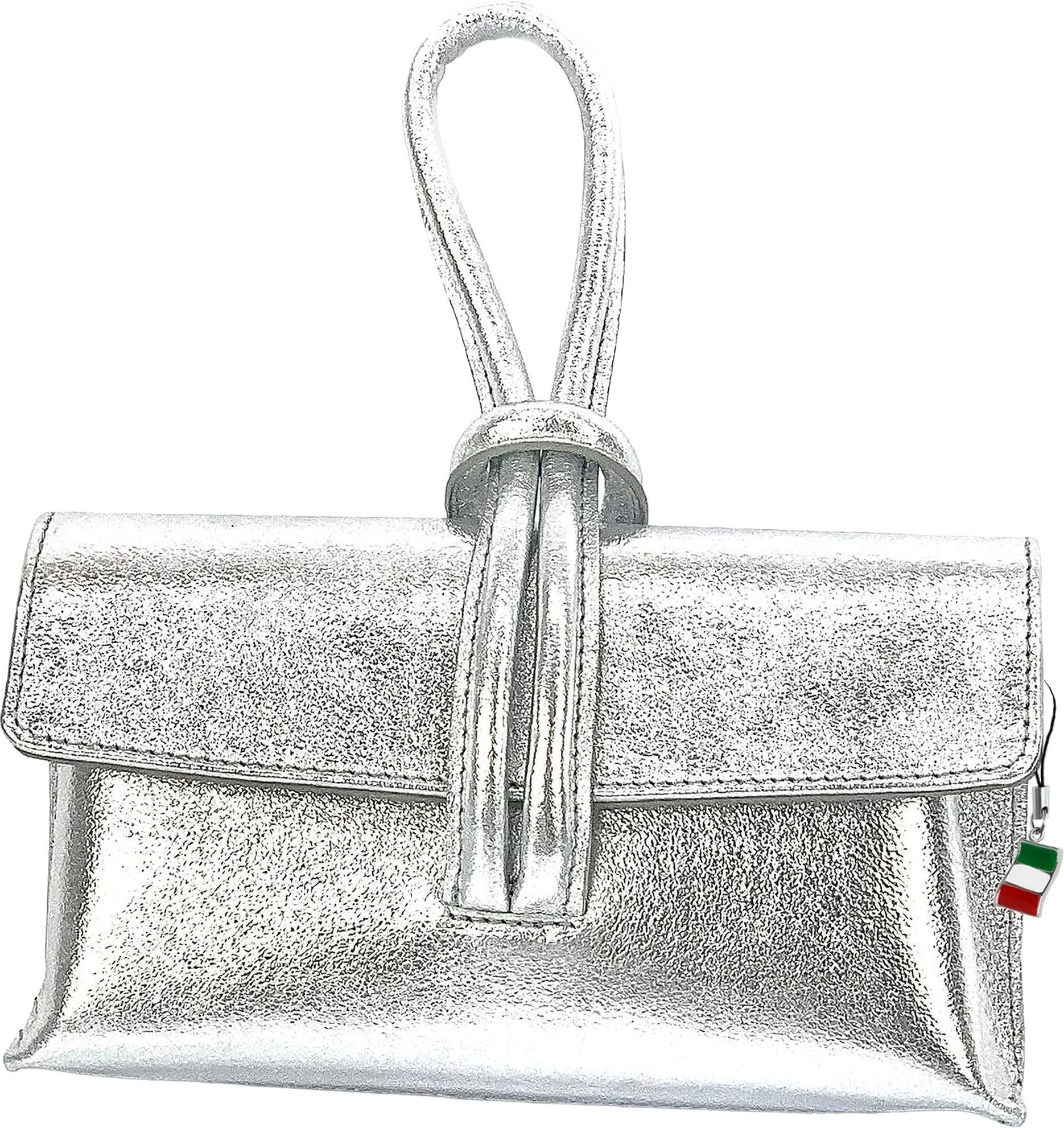FLORENCE Umhängetasche Florence Clutch Echtleder Tasche silber (Abendtasche), Damen Abendtasche, Umhängetasche Leder, silber ca. 23cm x 13cm hoch