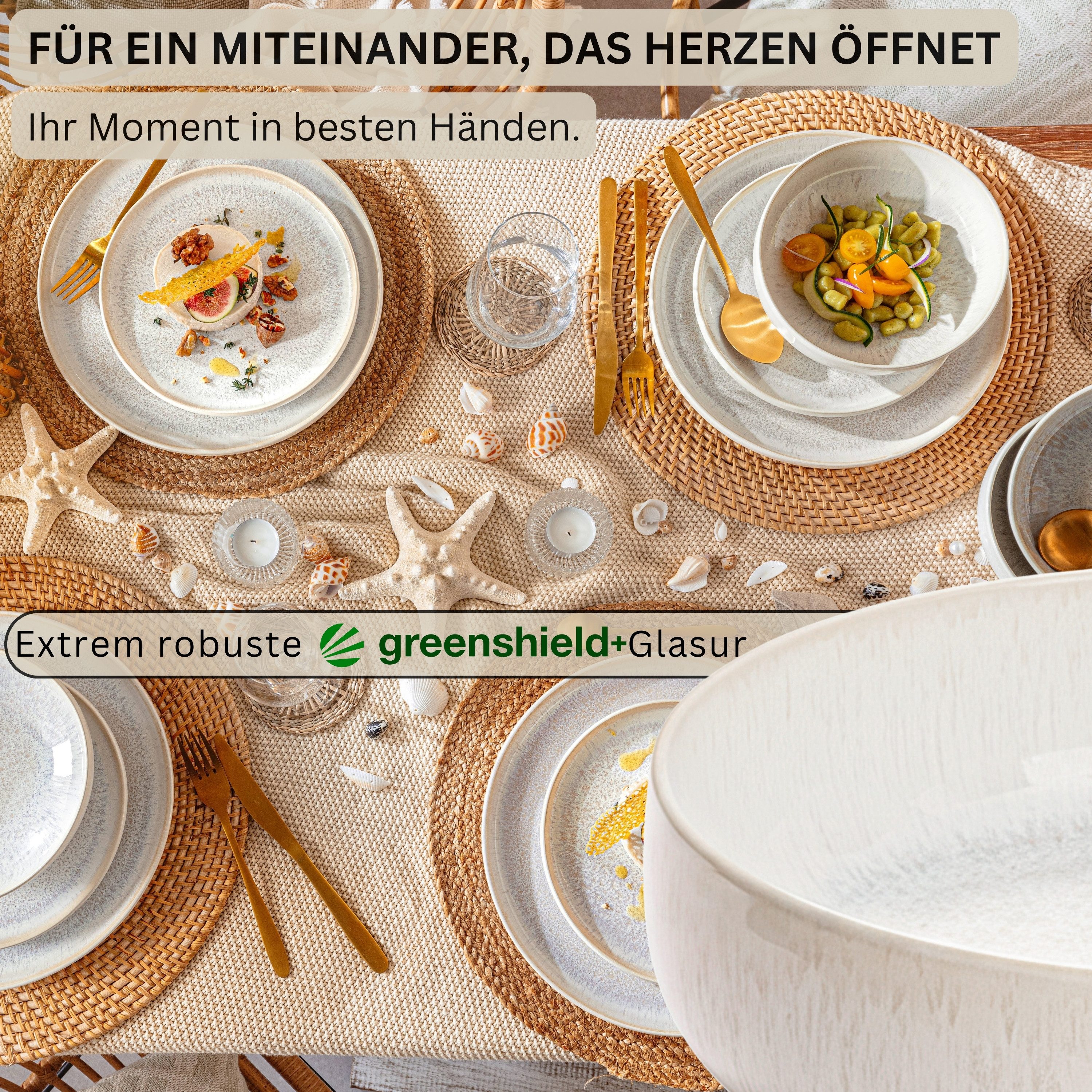 SÄNGER Servierschale Korfu, Steingut, (Set, 1-tlg), Obstschale, Creme Beige, Handmade, Premium Collection
