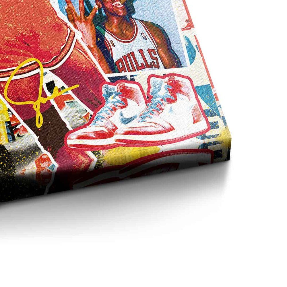 Art DOTCOMCANVAS® weißer Porträt Collage Leinwandbild Leinwandbild, Rahmen 23 Pop Bulls Jordan Michael