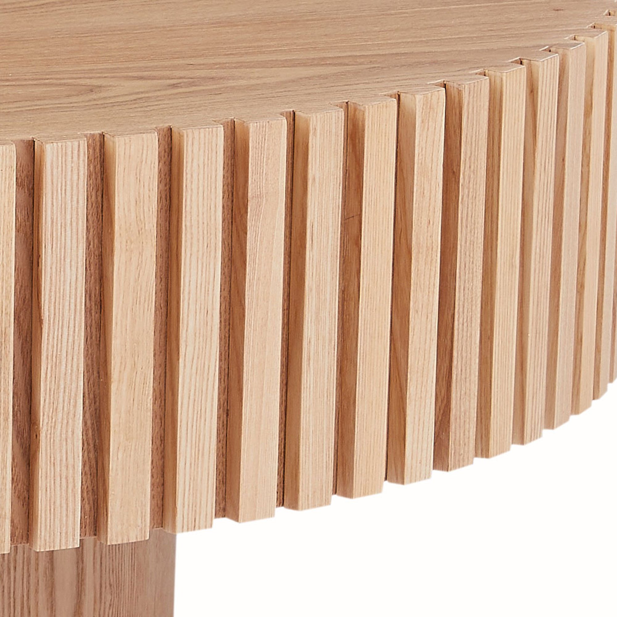 NJLyuhome Couchtisch Beistelltisch Runder Kaffetisch mit Massivholz-Rahmen, 80x35cm (1-St) – Bild 5 von 5