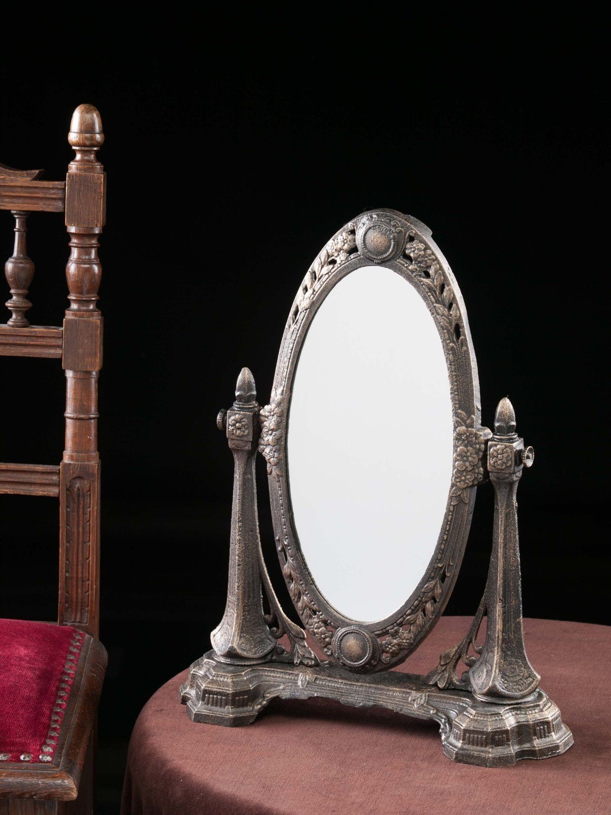 Aubaho Standspiegel Spiegel Schminkspiegel antik i Jugendstil Eisen Kosmetikspiegel mirror