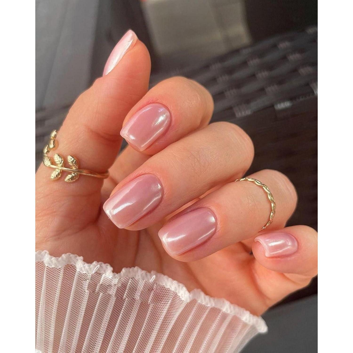 LuxusKollektion Kunstfingernägel Kunstnägel Press On Kurz Square Rosa Einfarbig Nagelkleber T14