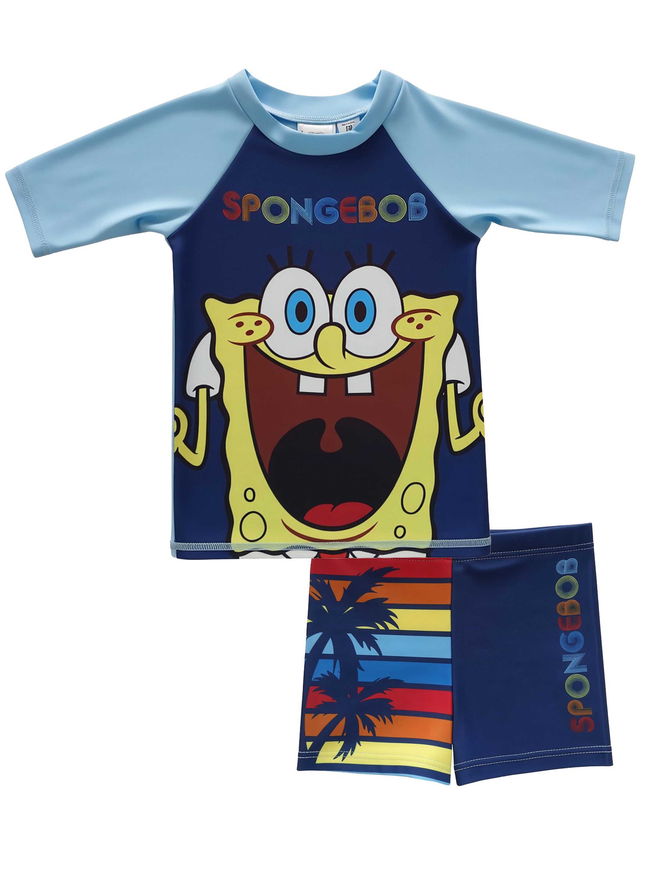 United Labels® Badeanzug Spongebob Schwammkopf Schwimmset UV-Schutz 30 Badeanzug Zweiteiler