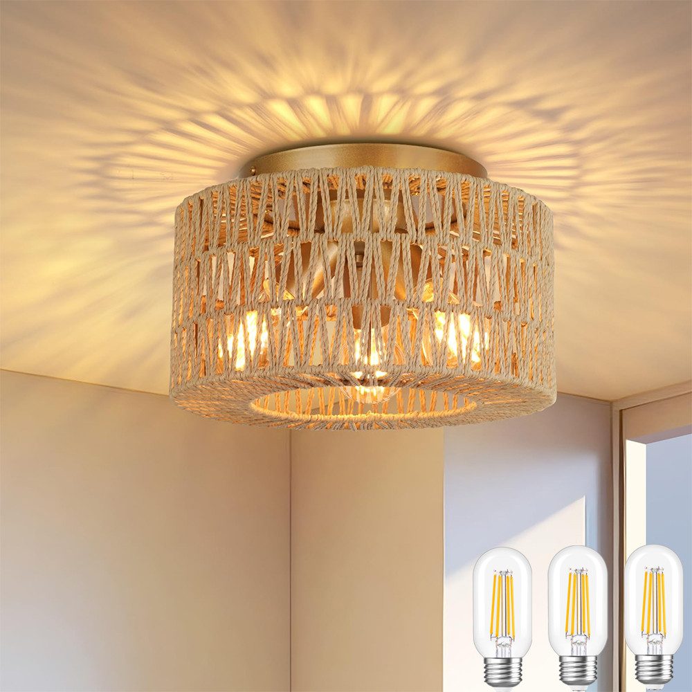 Lapamax LED Deckenleuchte Deckenleuchte Rattan 3 günstig online kaufen