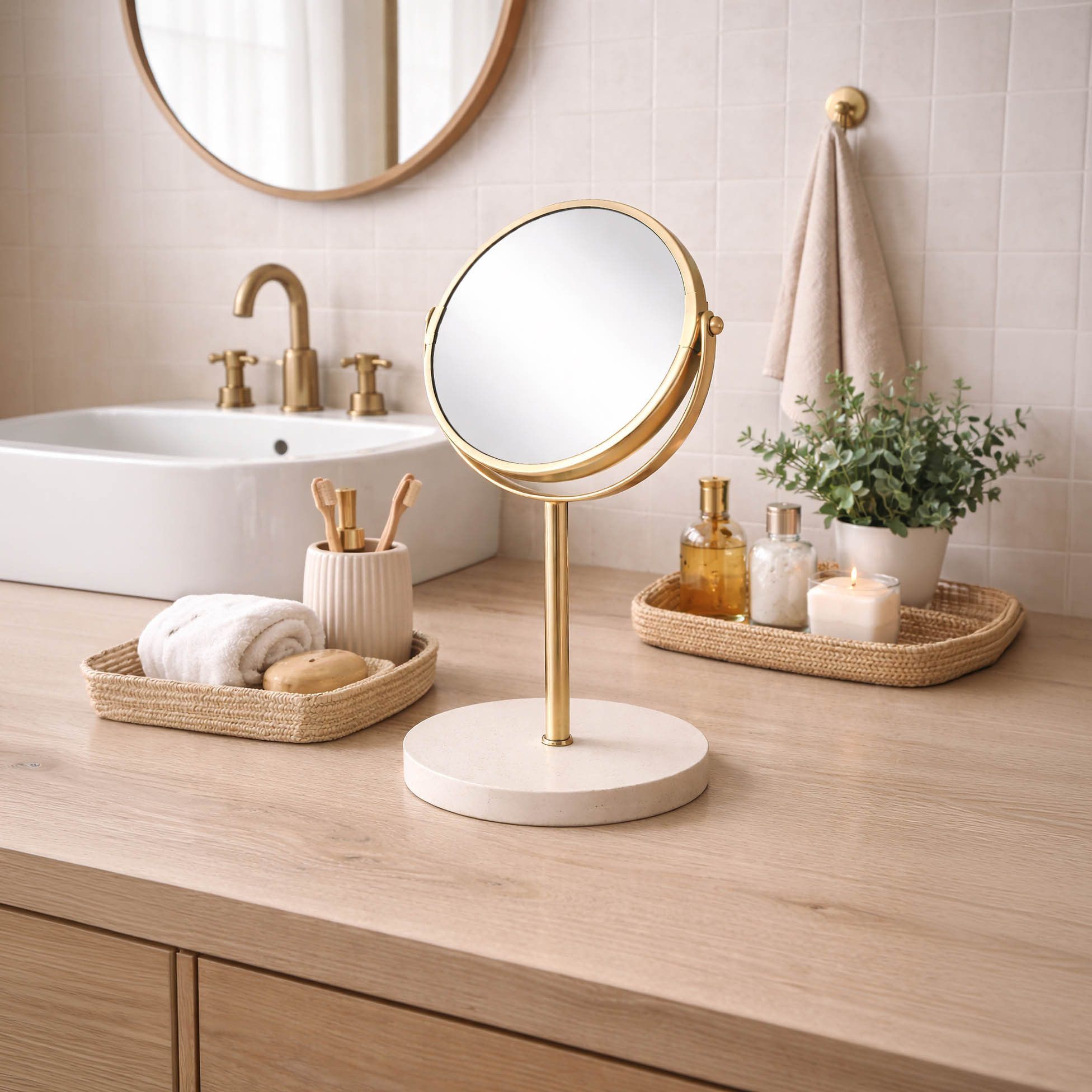 Douceur d'intérieur Kosmetikspiegel Kosmetikspiegel beidseitig ORIA, Ø 17 cm
