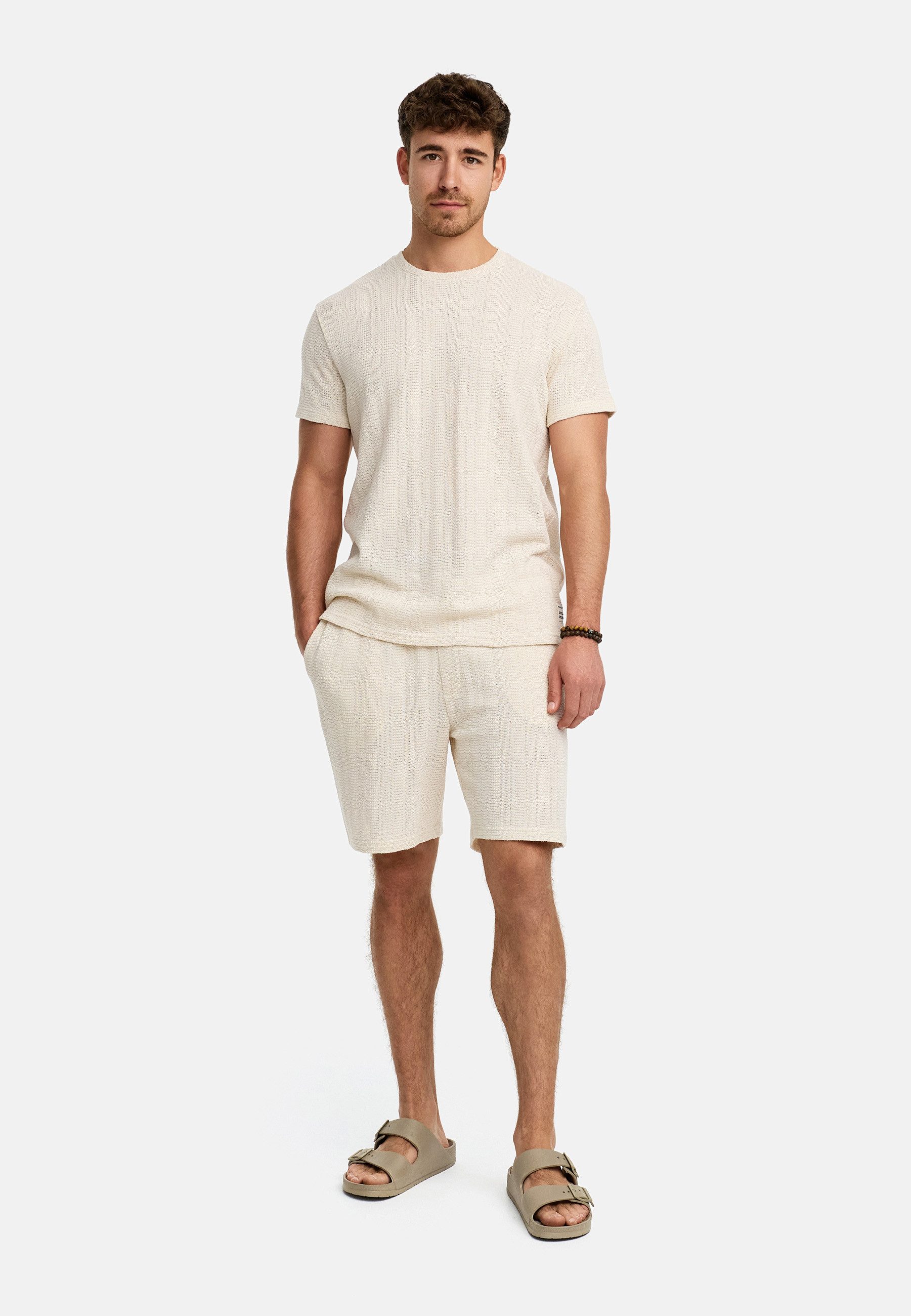 INDICODE Freizeitanzug Herren INGelo Shirt Herrenshorts Set, aus strukturiertem Material