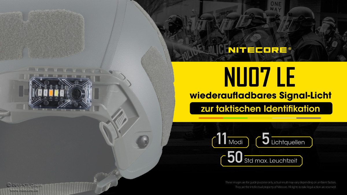 Nitecore LED Stirnlampe NU07LE LED Signallampe mit integrierter Akku aufladbar (1-St)