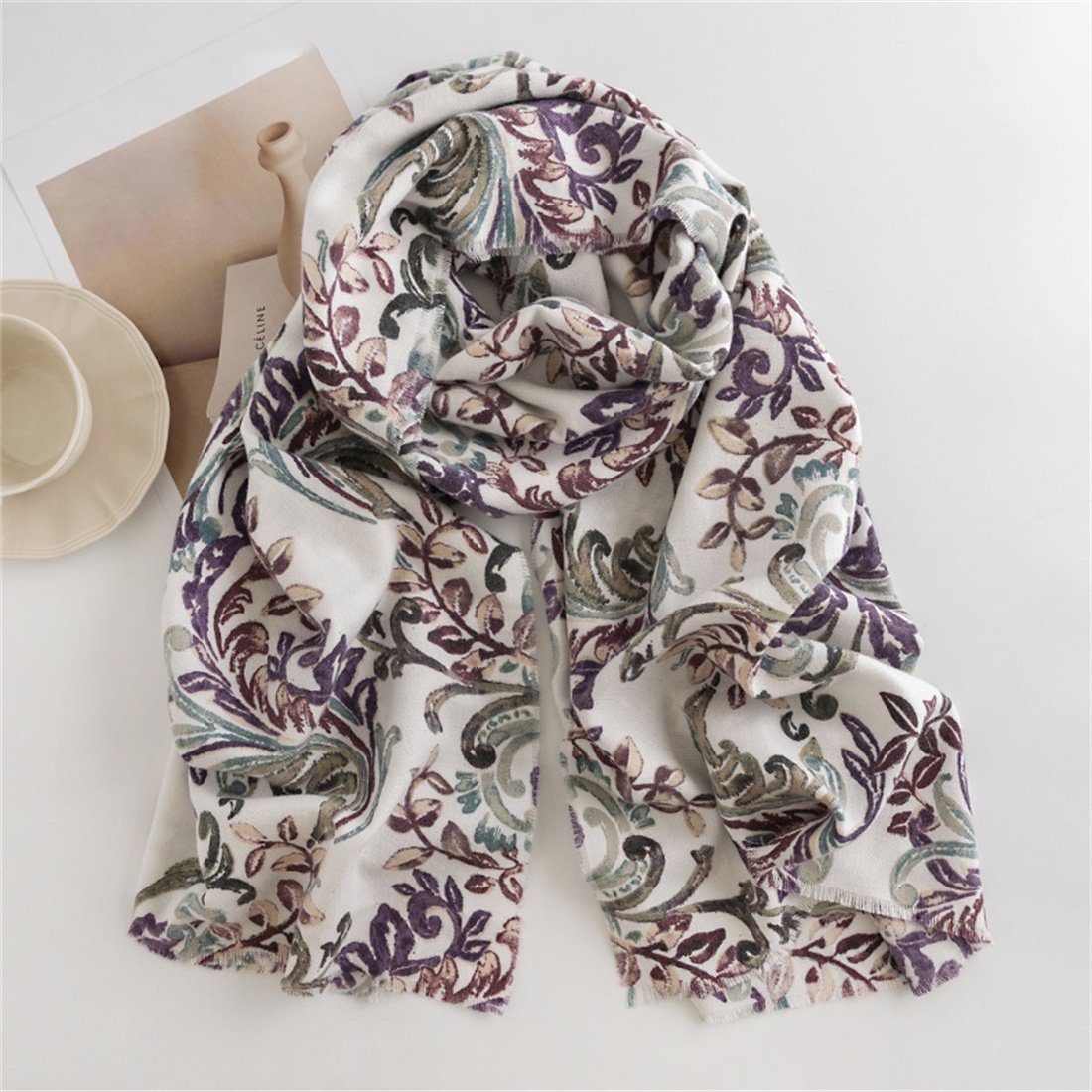 Damen Print Retro Schal, DÖRÖY Anti-Kälte-Schal warmer Schal, Modeschal Wintermode