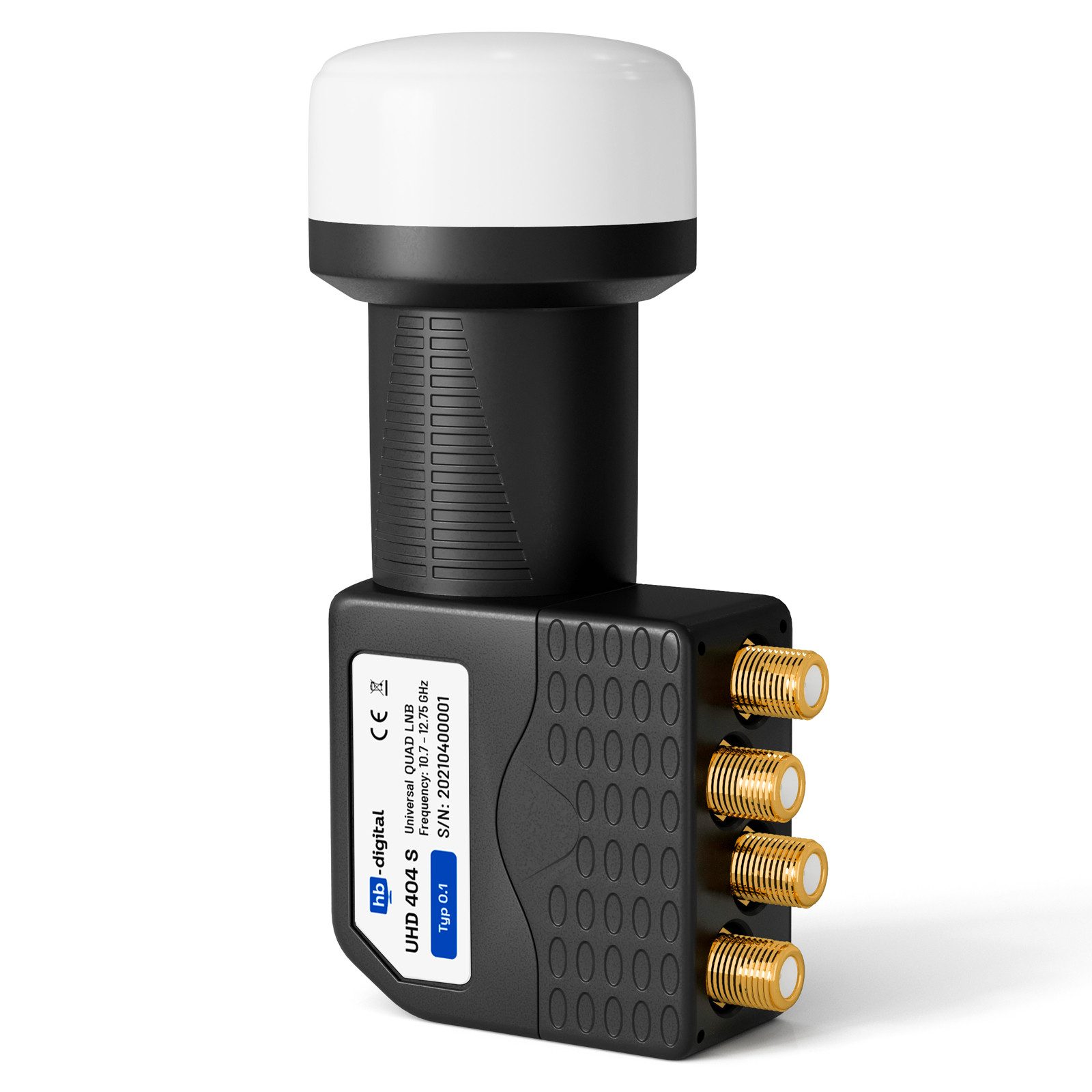 HB-DIGITAL LNB Quad UHD 404 S für 4 Teilnehmer Hitze- und Kältebeständigkeit LTE Universal-Single-LNB (für 4 Teilnehmer, Die vergoldeten F-Anschlüsse für noch bessere Signalübertragung)