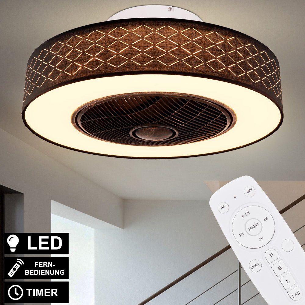 etc-shop Deckenventilator, Design LED Decken Lampe Ventilator Lüfter Kühler