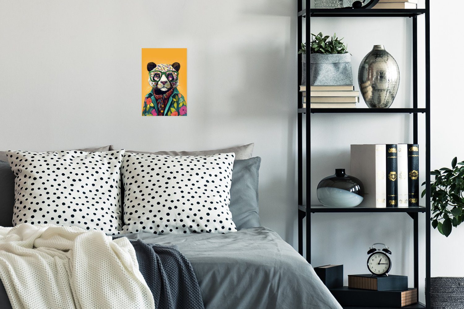 - Panda MuchoWow St), Rahmen Wohnzimmer, Poster, (1 - Wandbild, Ohne für Brille Wandposter Hippie, Poster