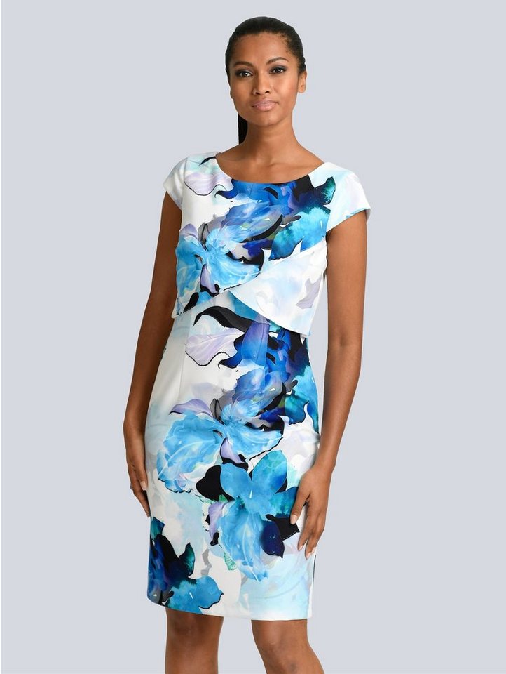 Alba Moda Kleid in floralem Print in blau