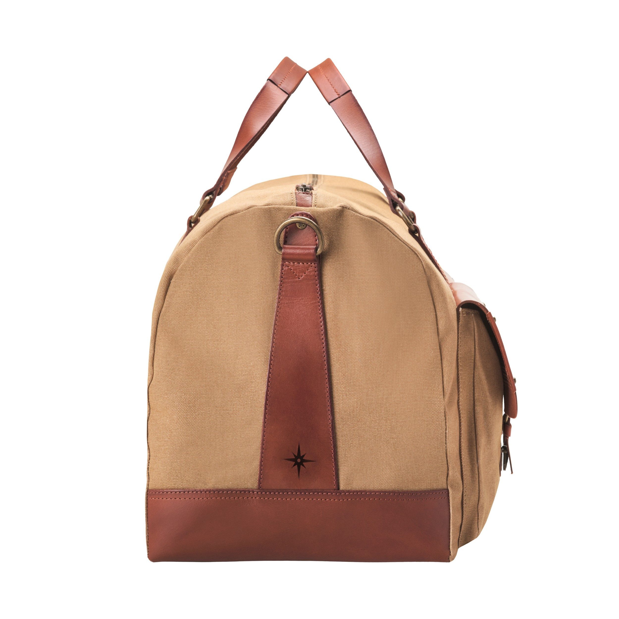 DRAKENSBERG Reisetasche Weekender »Steve« Khaki-Beige, groß, XL, für Damen, Herren, wasserabweisendes Canvas, Büffelleder