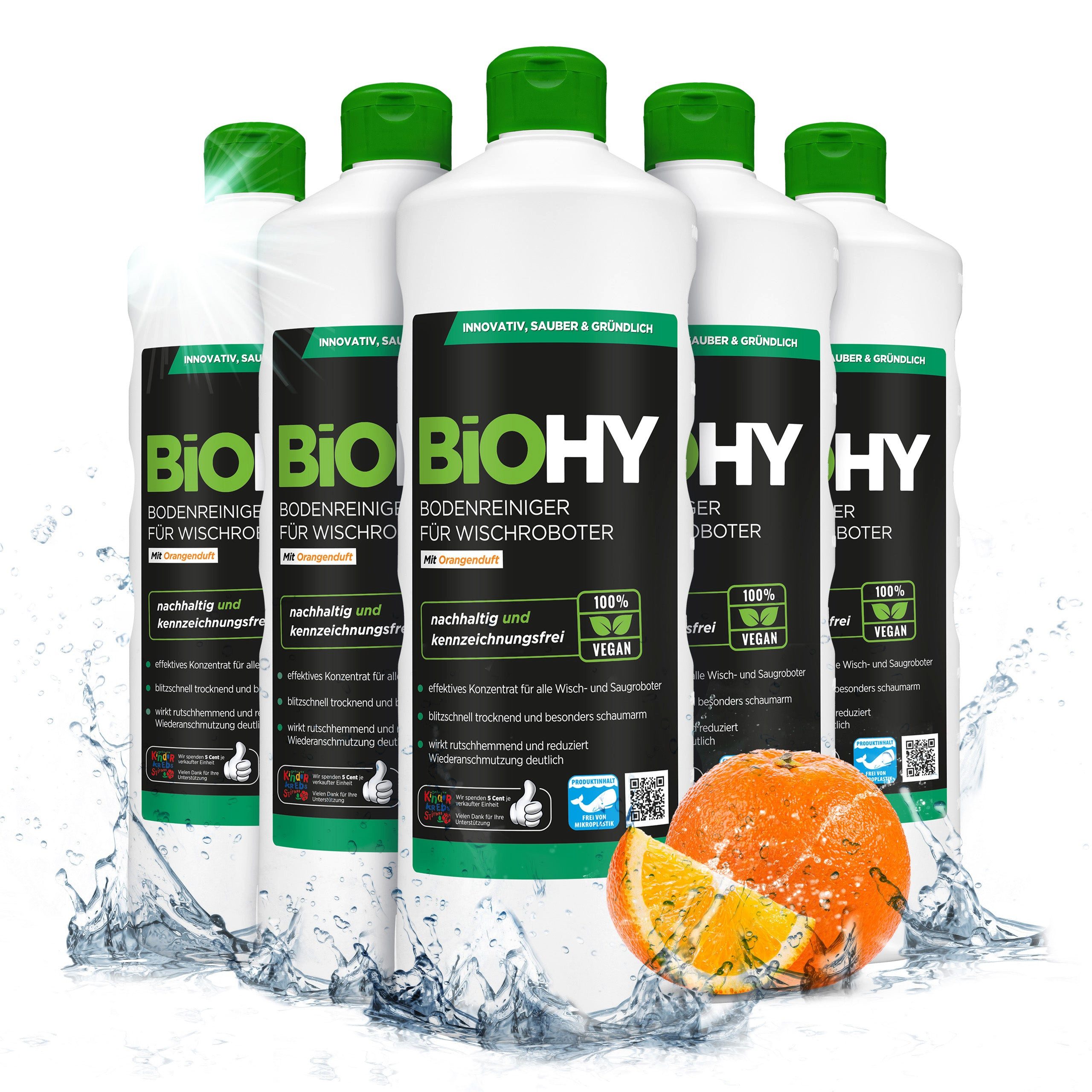 BiOHY Bodenreiniger für Wischroboter 6er Pack (6 x 1 Liter Flasche) Fussbodenreiniger (Packung, [6-St)