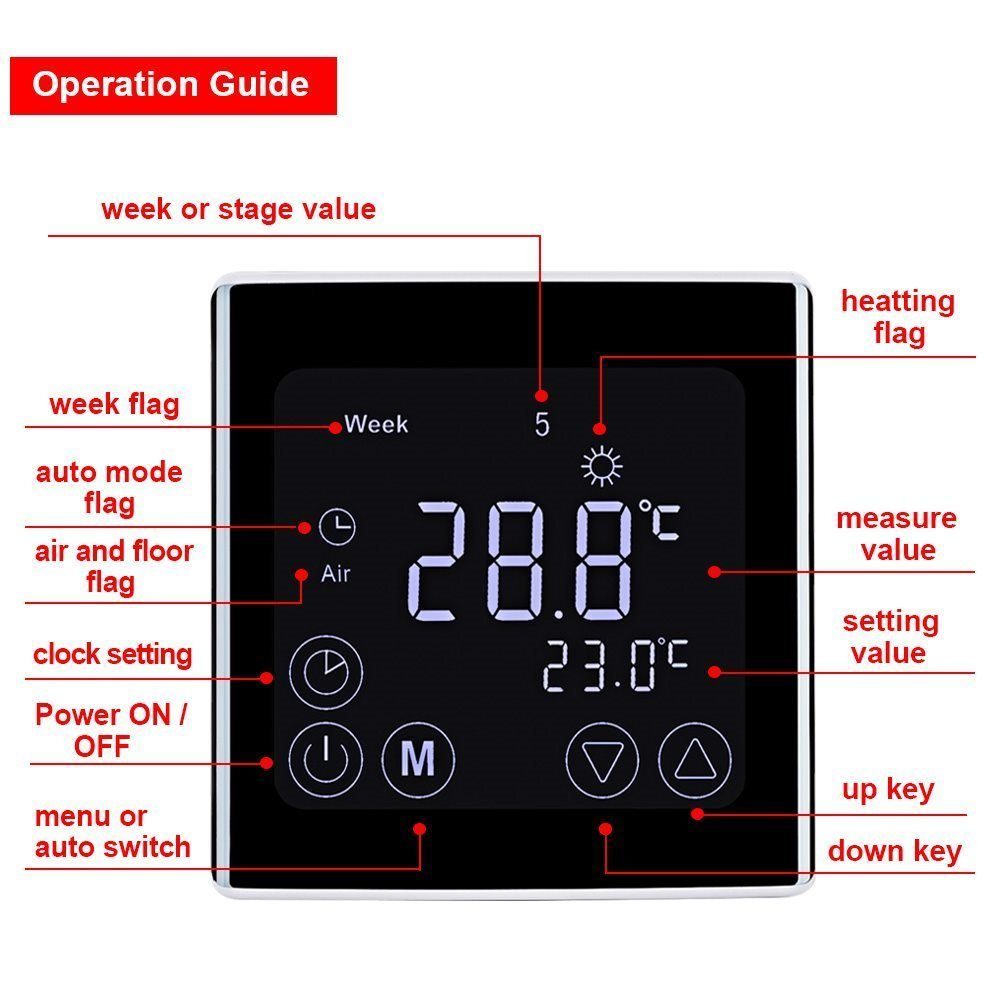 Wifi Thermostat, Programmierbare, Smart Digital Home Raumthermostat Fußbodenheizung Wandheizung LCD Daskoo Raumthermostat