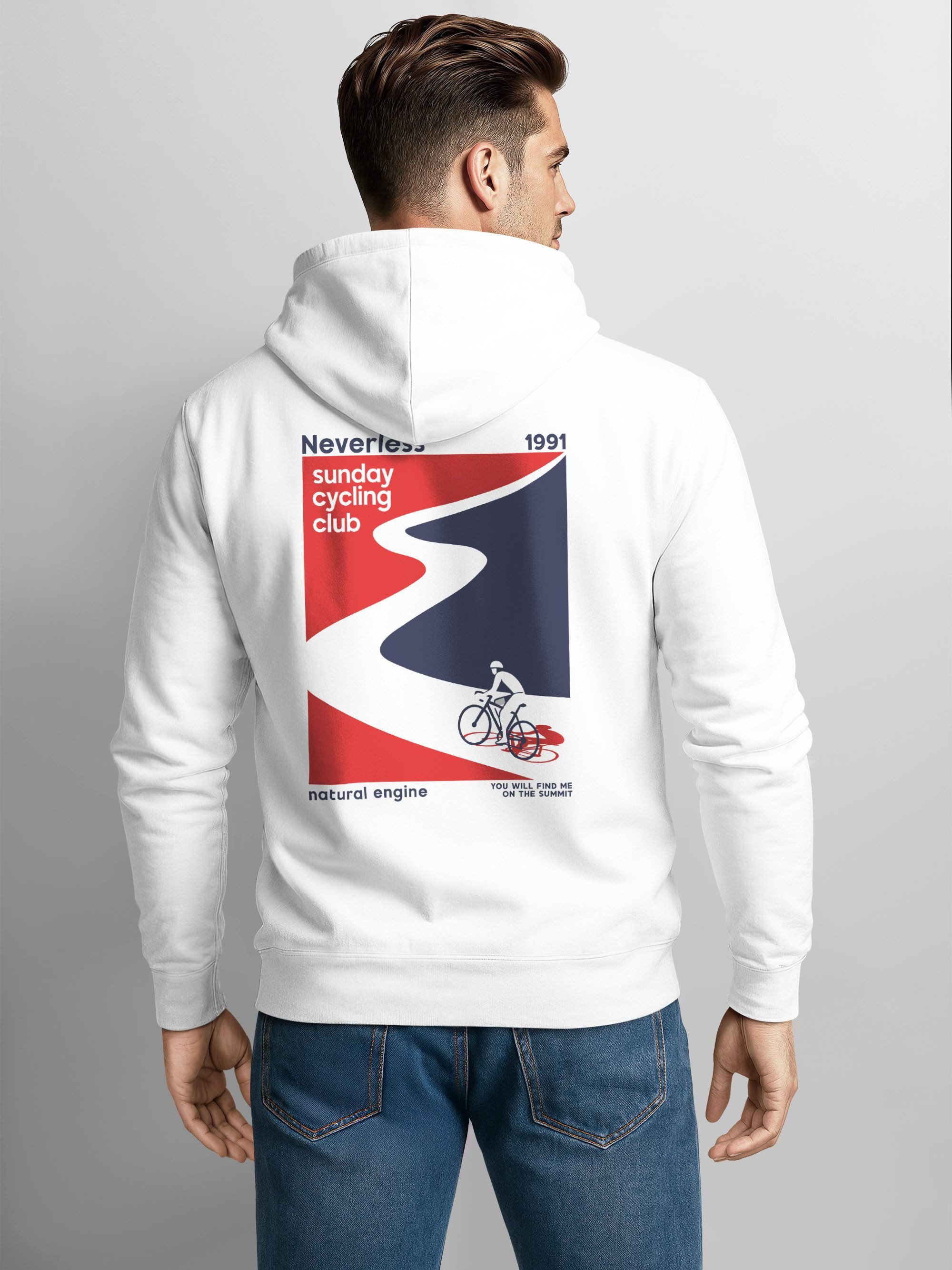 Sweatjacke Herren Sweatjacke Backprint Rad Fahrrad Bike MTB Grafik Zipjacke